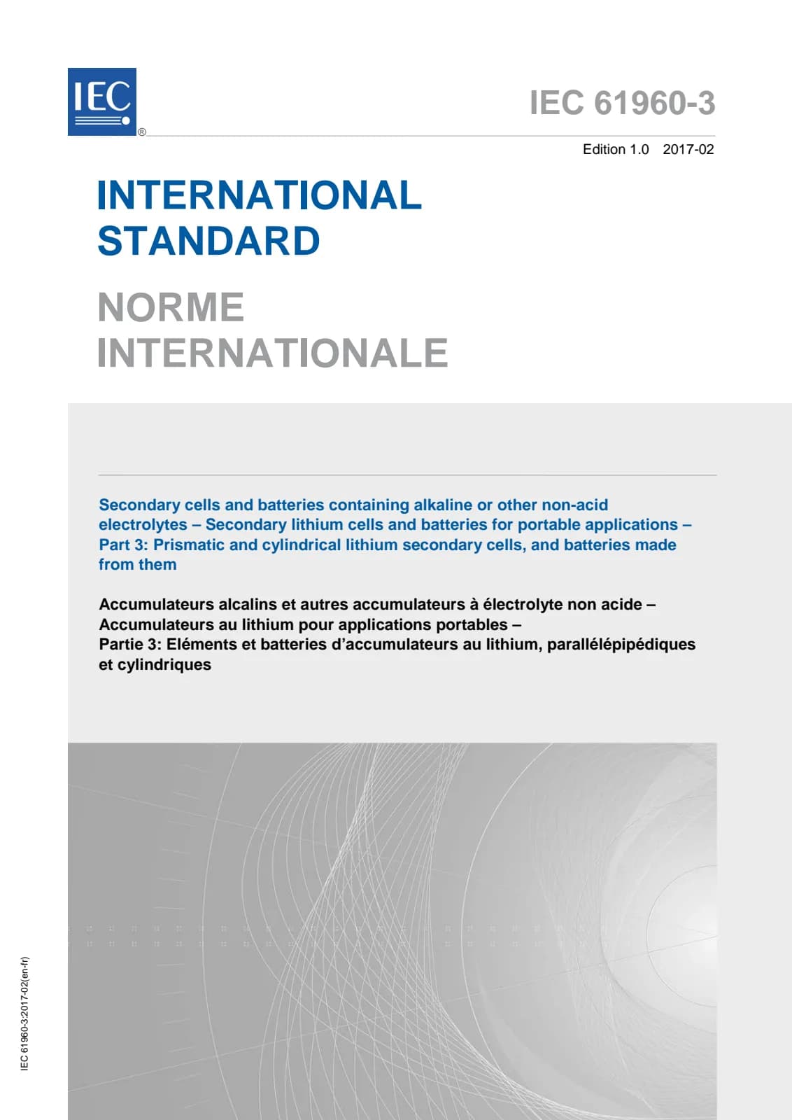Первая страница стандарта IEC 61960-3:2017