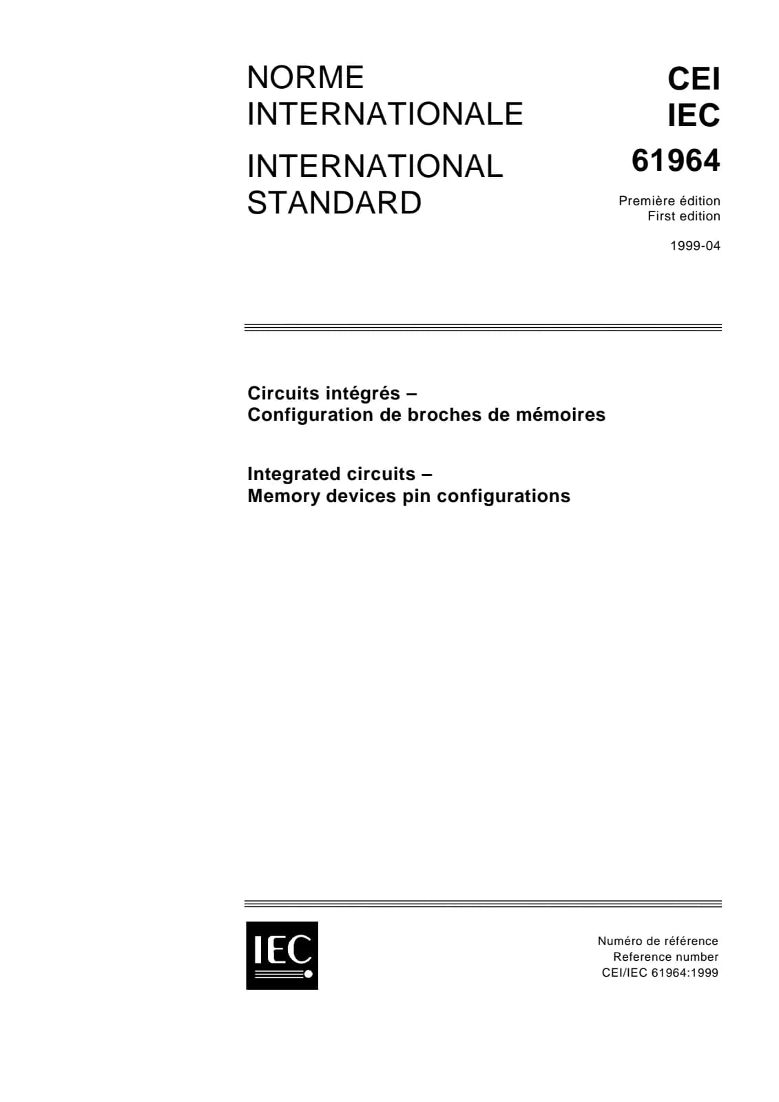 Первая страница стандарта IEC 61964:1999