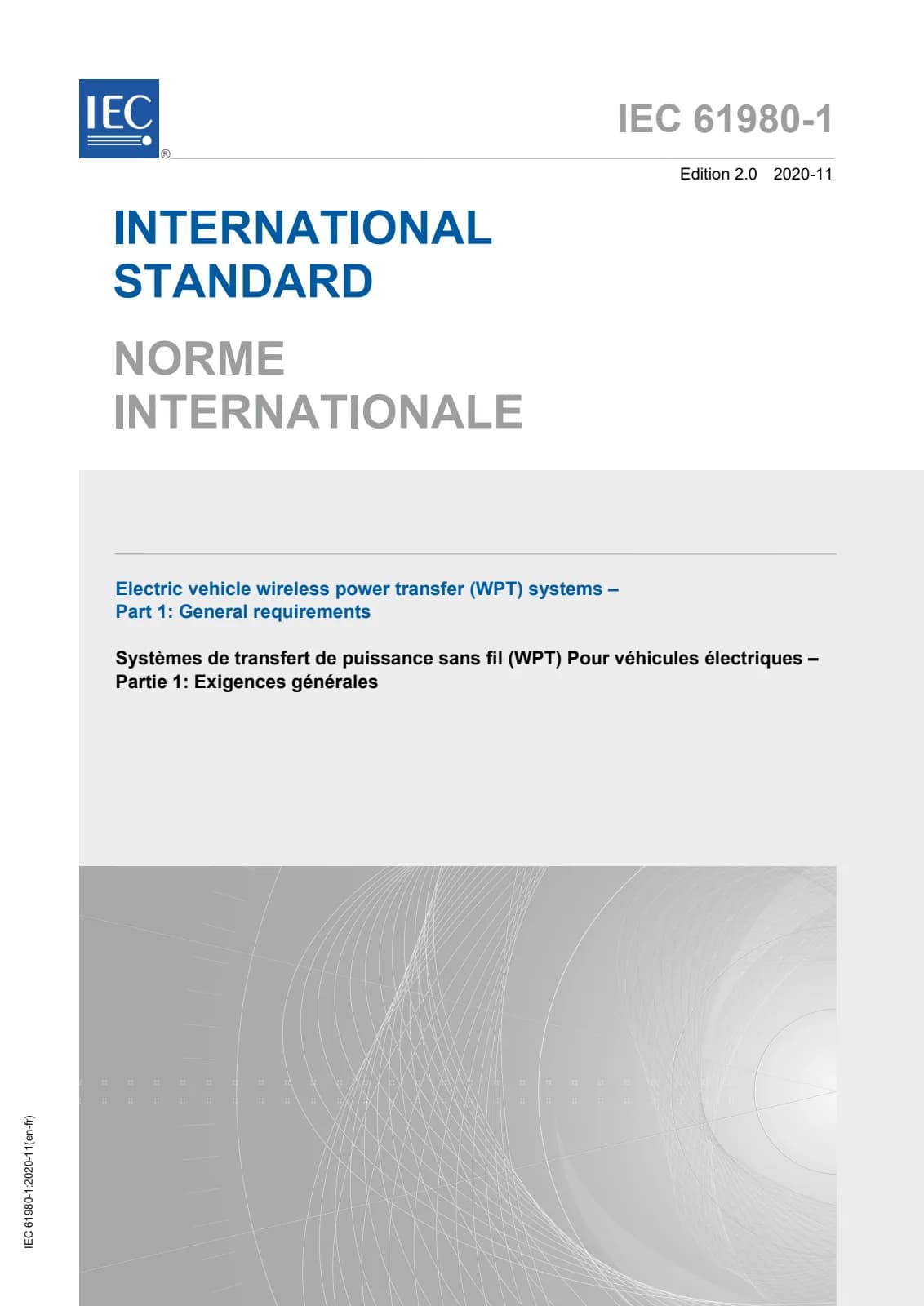 Первая страница стандарта IEC 61980-1:2020