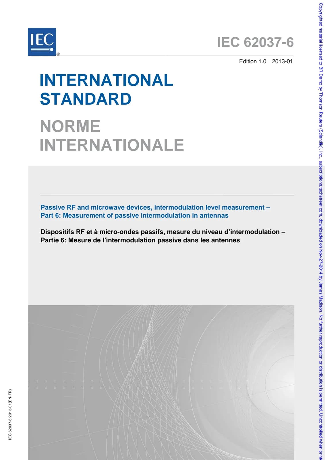 Первая страница стандарта IEC 62037-6:2013