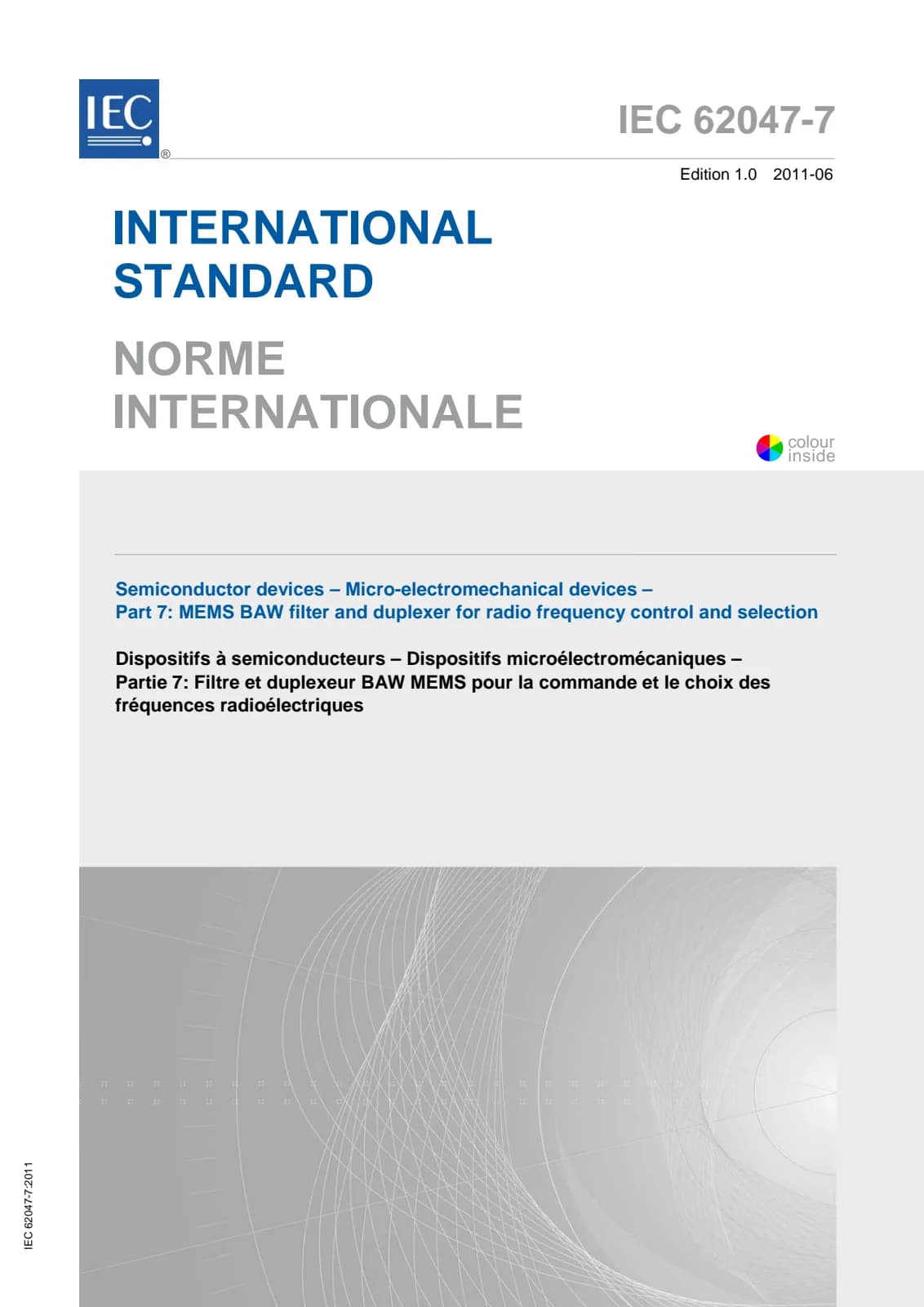 Первая страница стандарта IEC 62047-7:2011