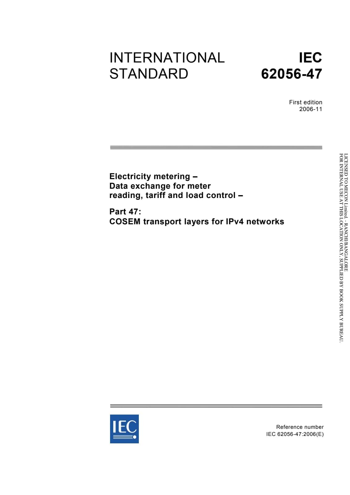 Первая страница стандарта IEC 62056-47:2006
