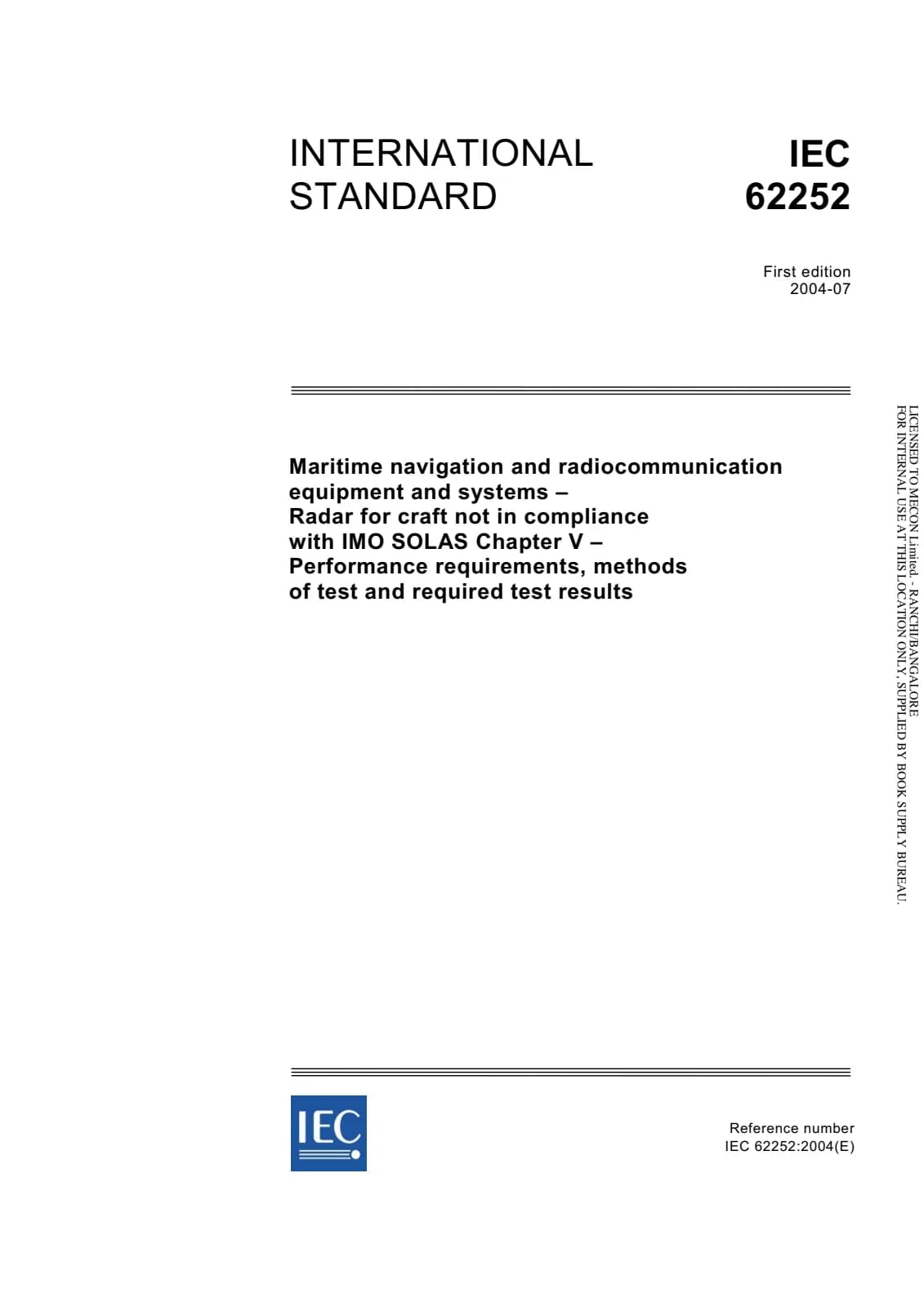 Первая страница стандарта IEC 62252:2004