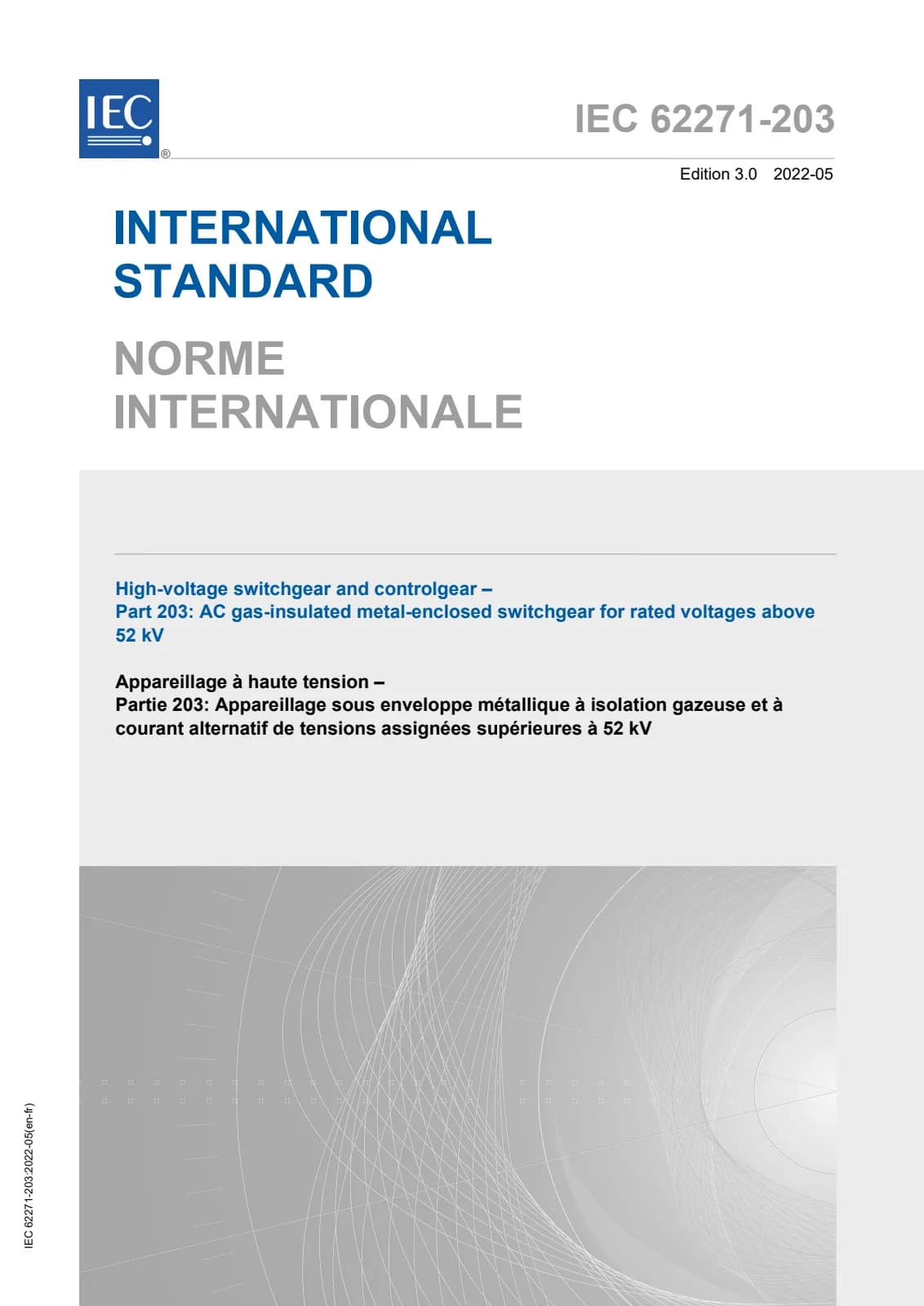 Первая страница стандарта IEC 62271-203:2022