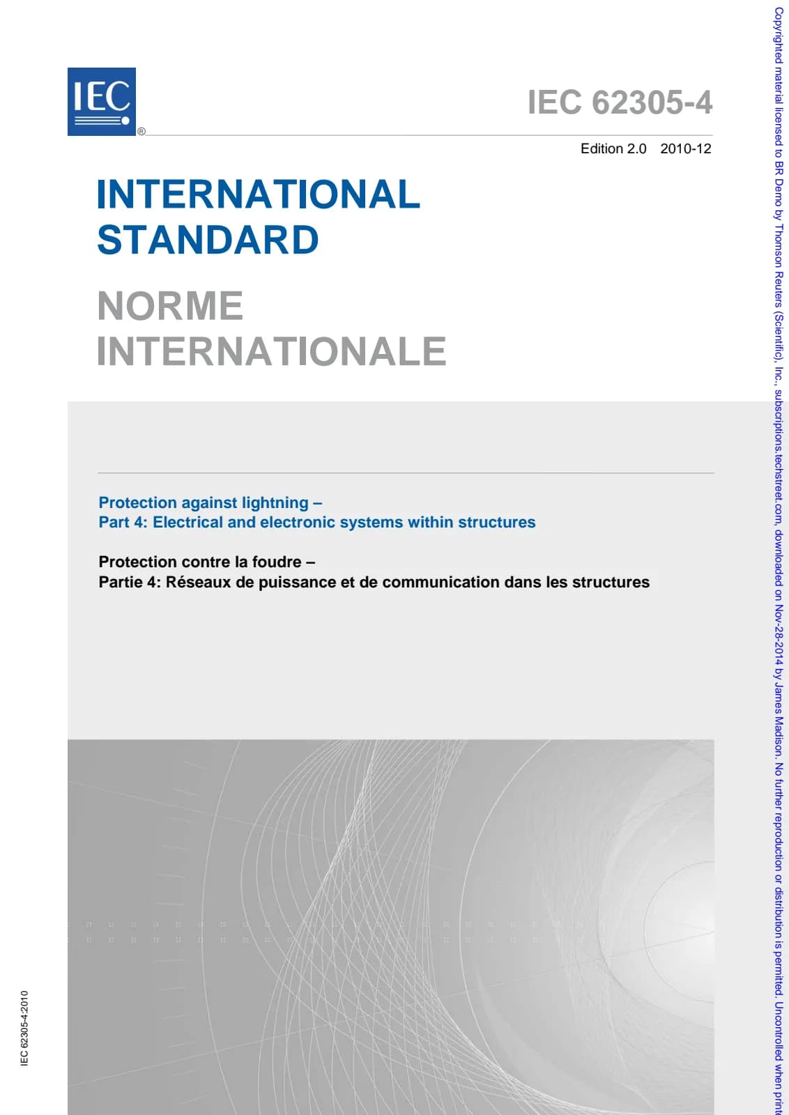 Первая страница стандарта IEC 62305-4:2010