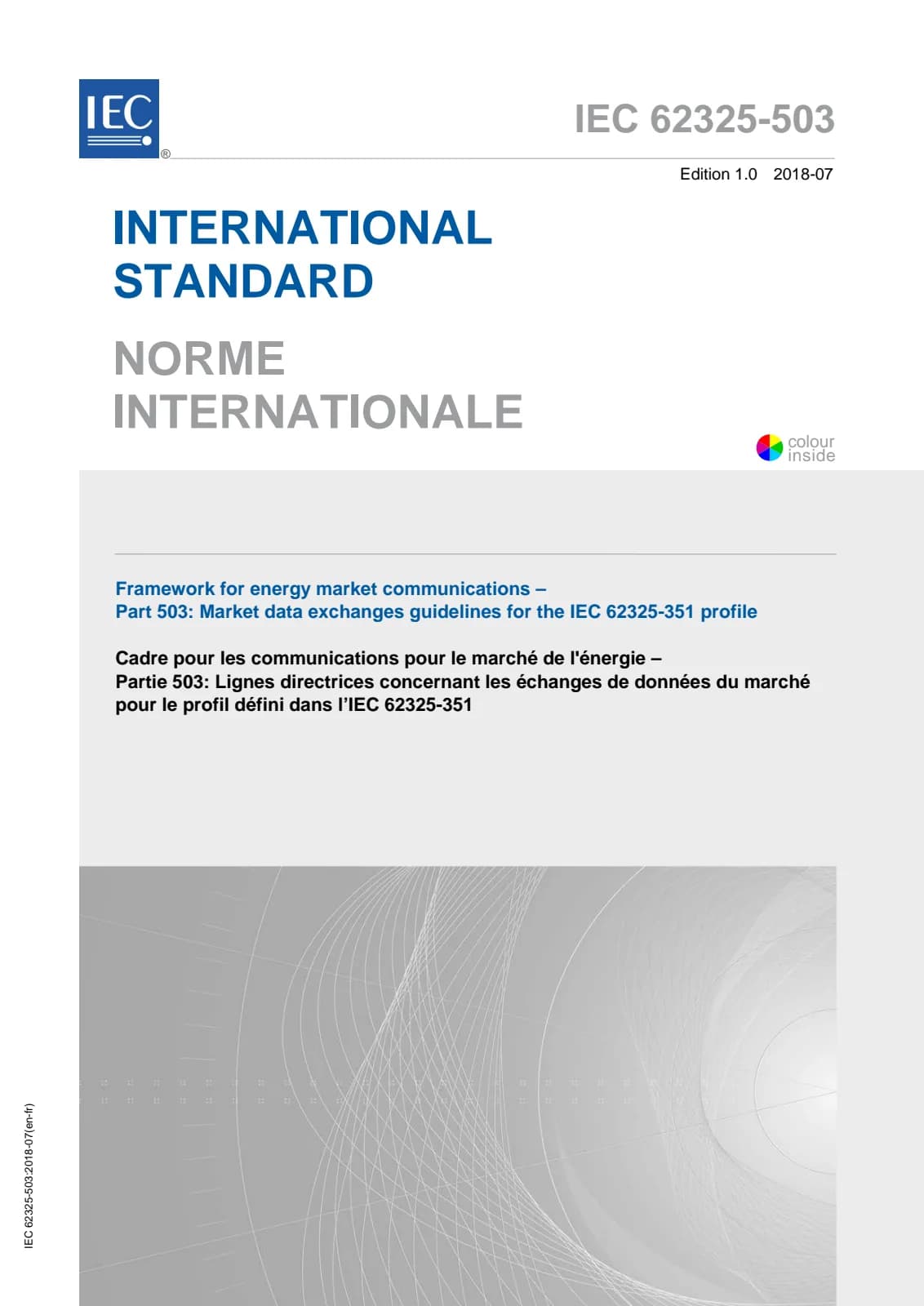 Первая страница стандарта IEC 62325-503:2018