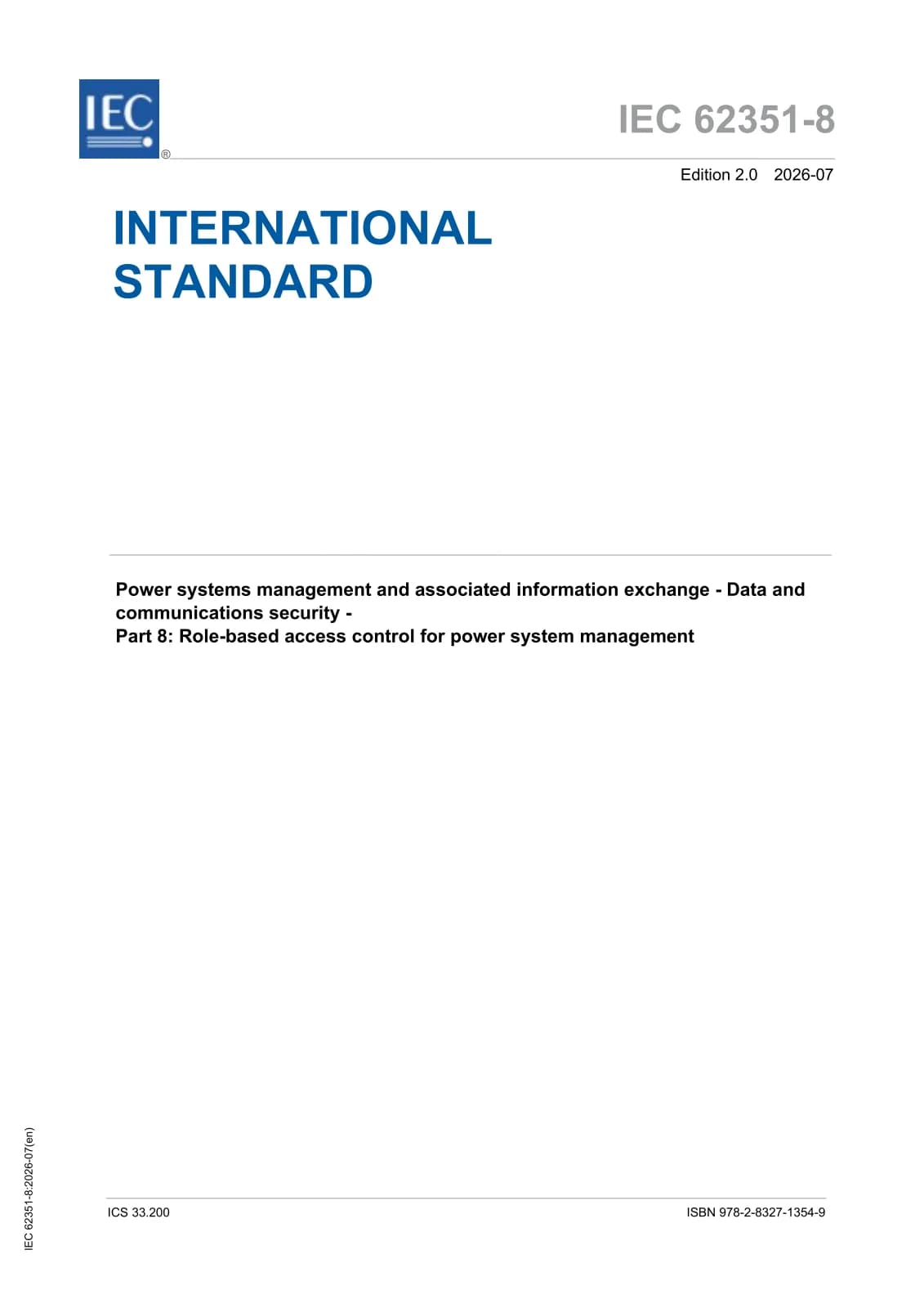 Первая страница стандарта IEC 62351-8:2026