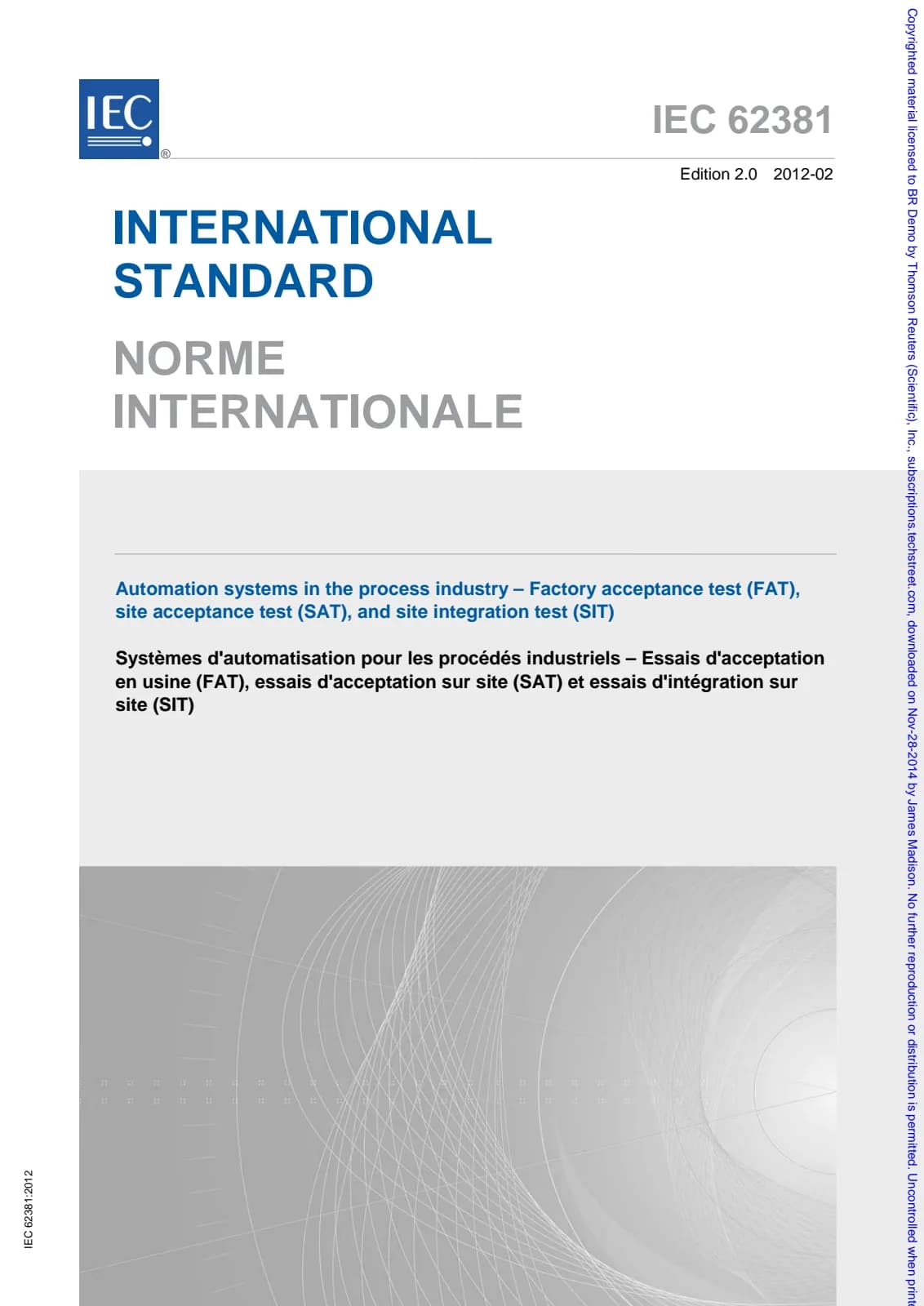 Первая страница стандарта IEC 62381:2012