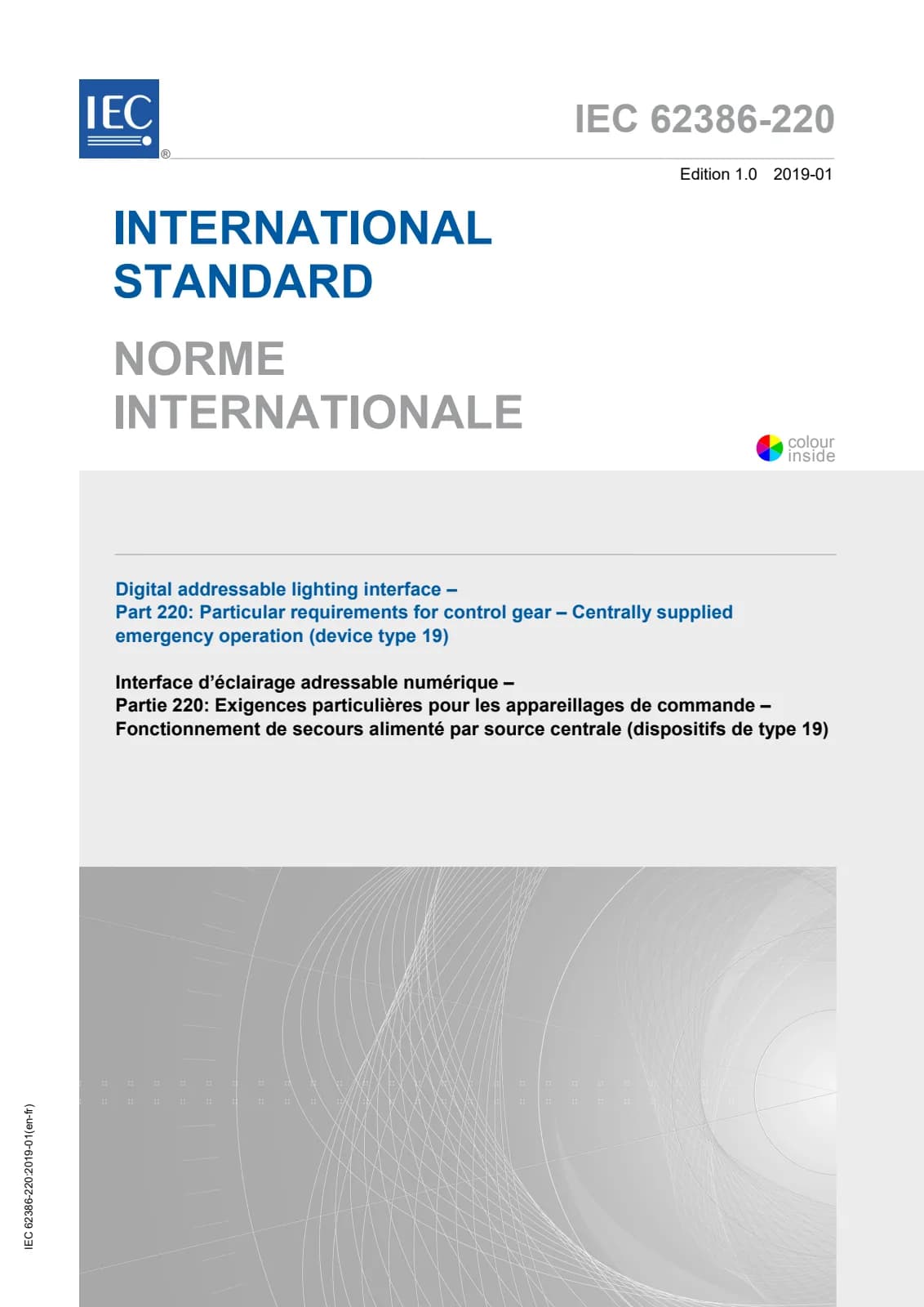 Первая страница стандарта IEC 62386-220:2019