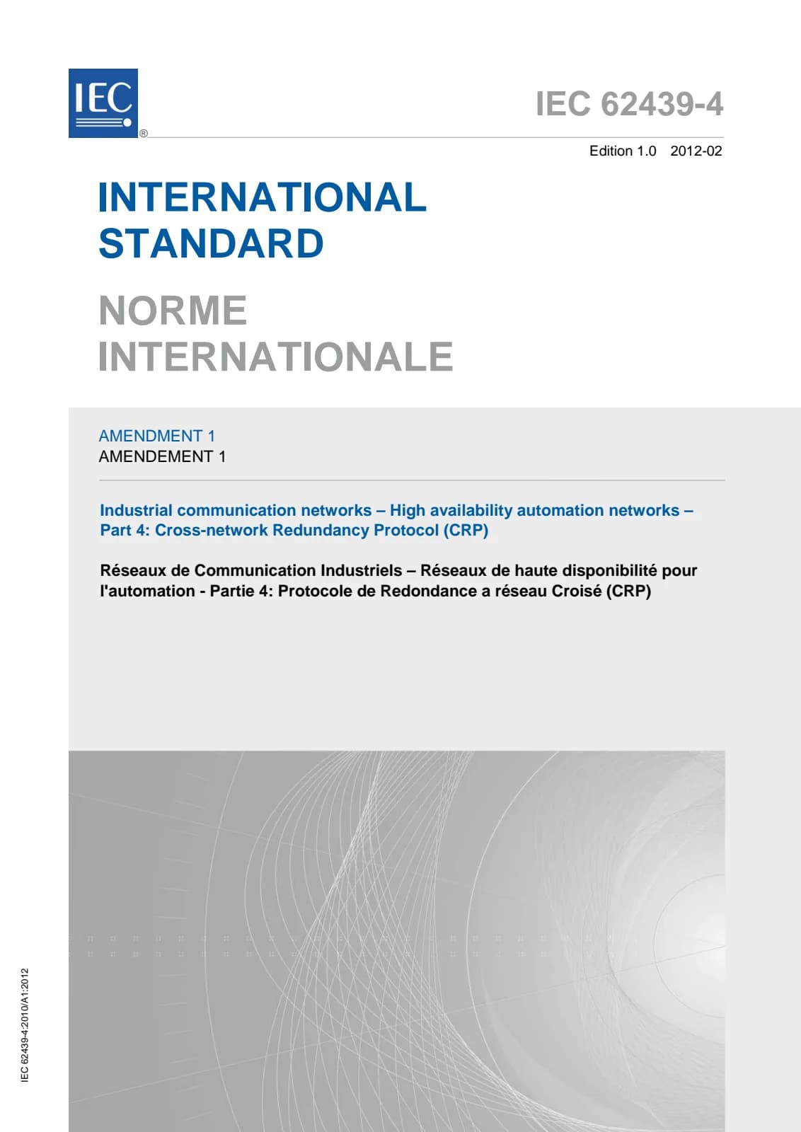 Первая страница стандарта IEC 62439-4:2010