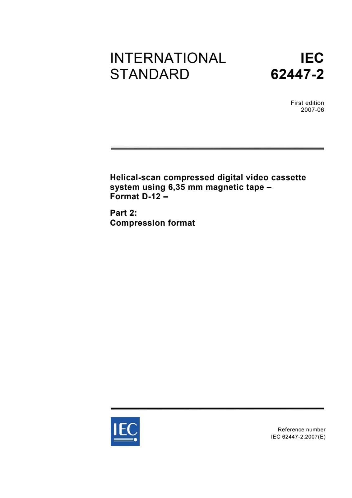 Первая страница стандарта IEC 62447-2:2007
