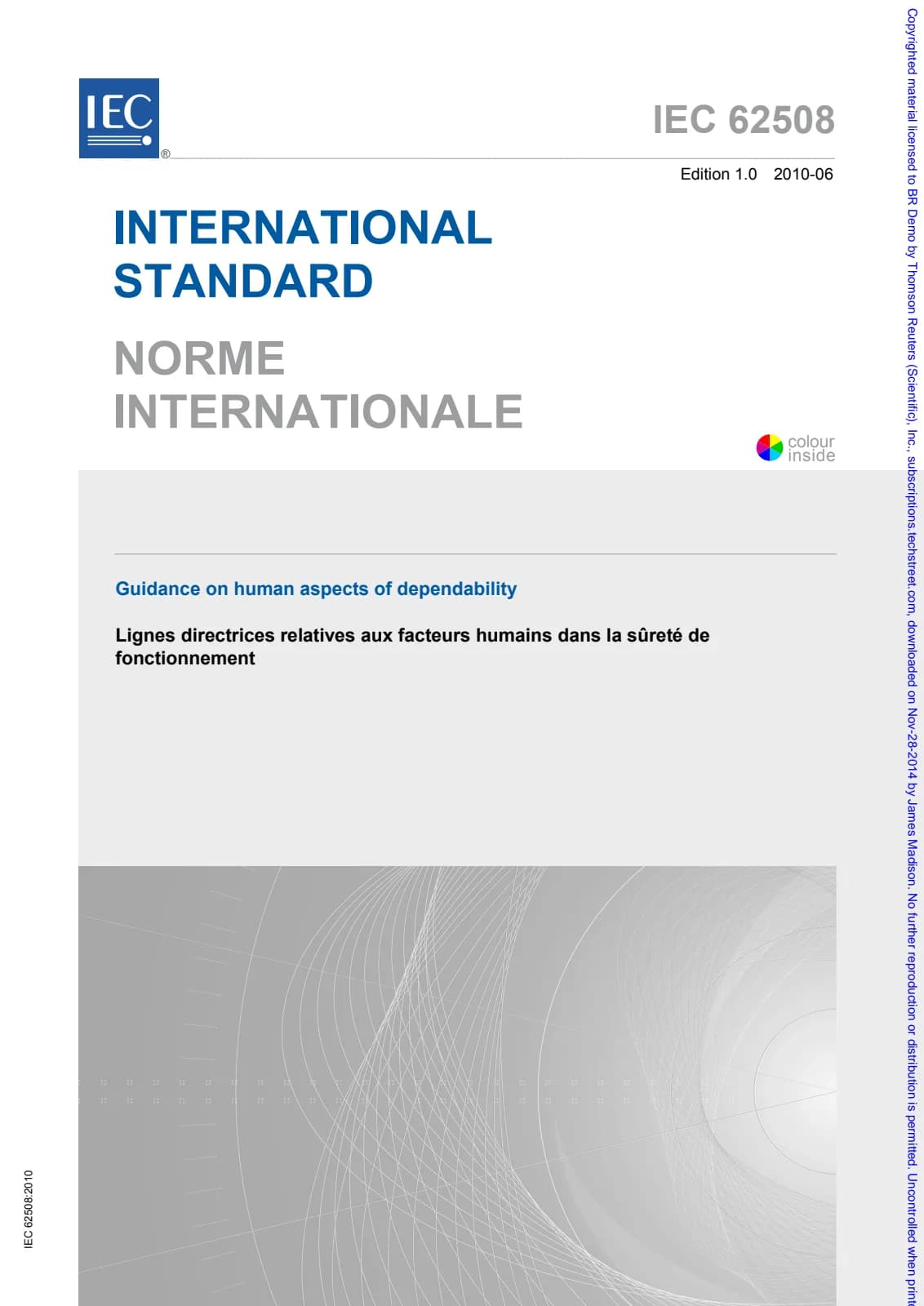 Первая страница стандарта IEC 62508:2010