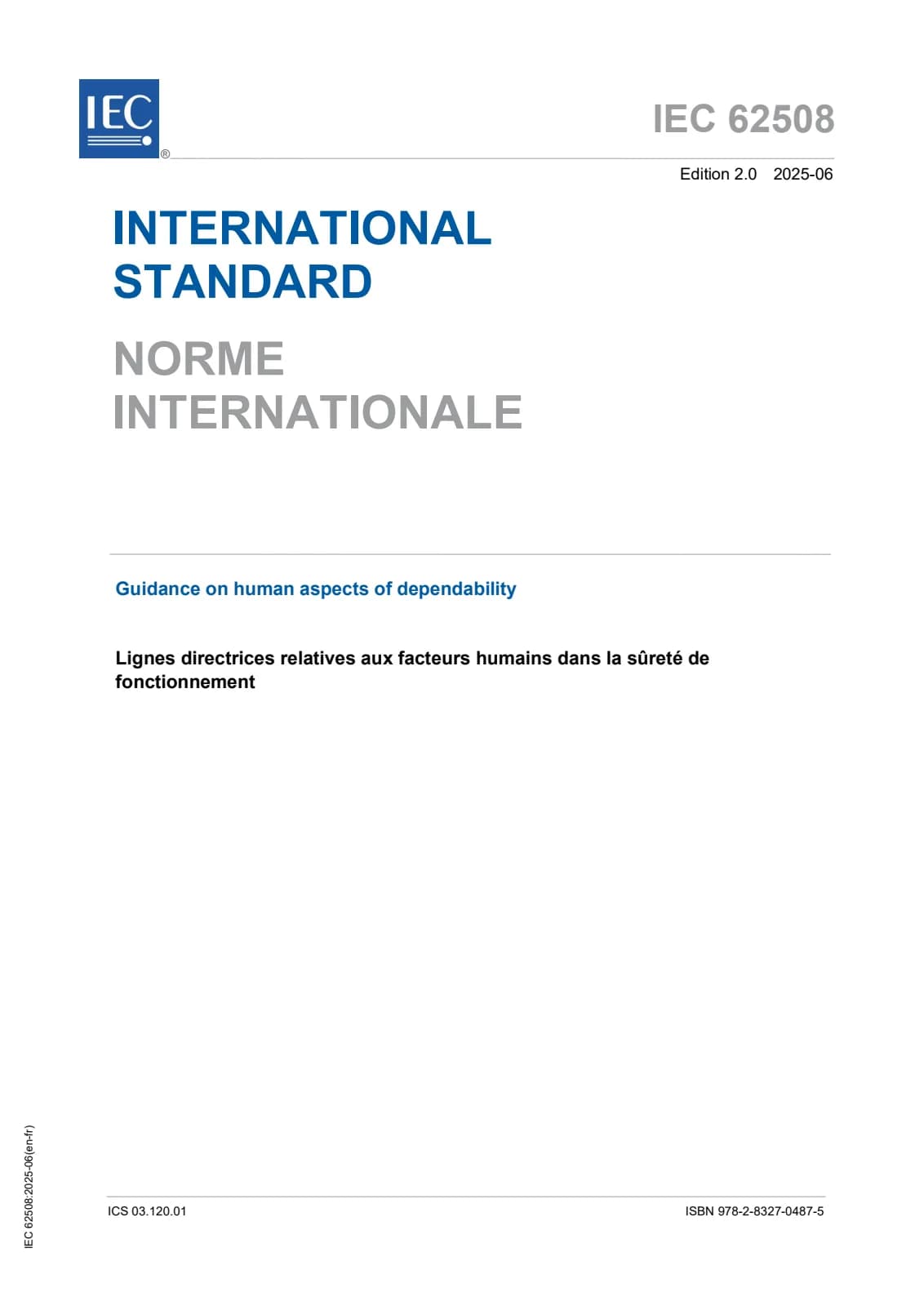 Первая страница стандарта IEC 62508:2025