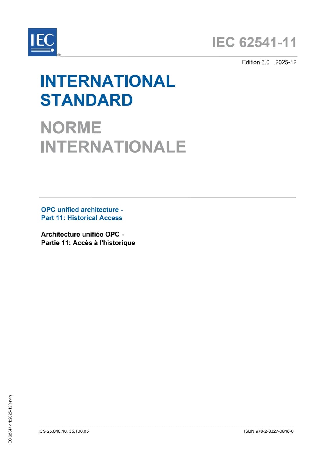 Первая страница стандарта IEC 62541-11:2025