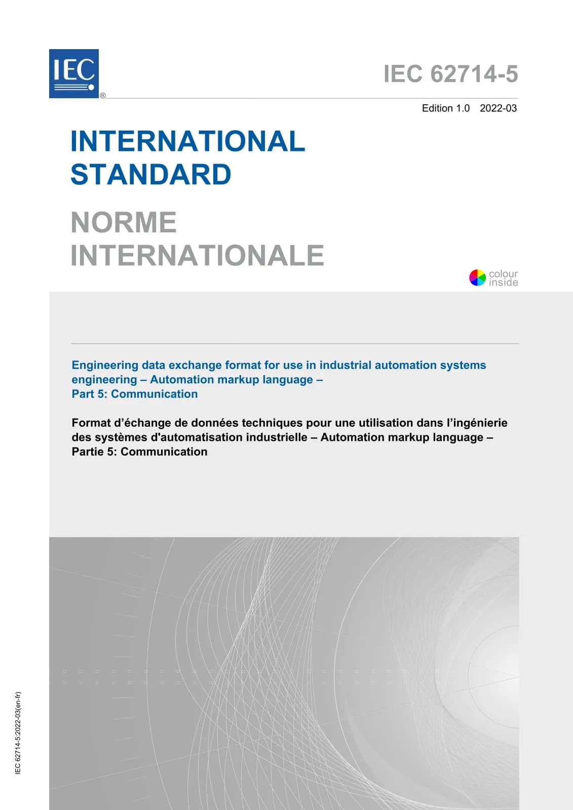 Первая страница стандарта IEC 62714-5:2022
