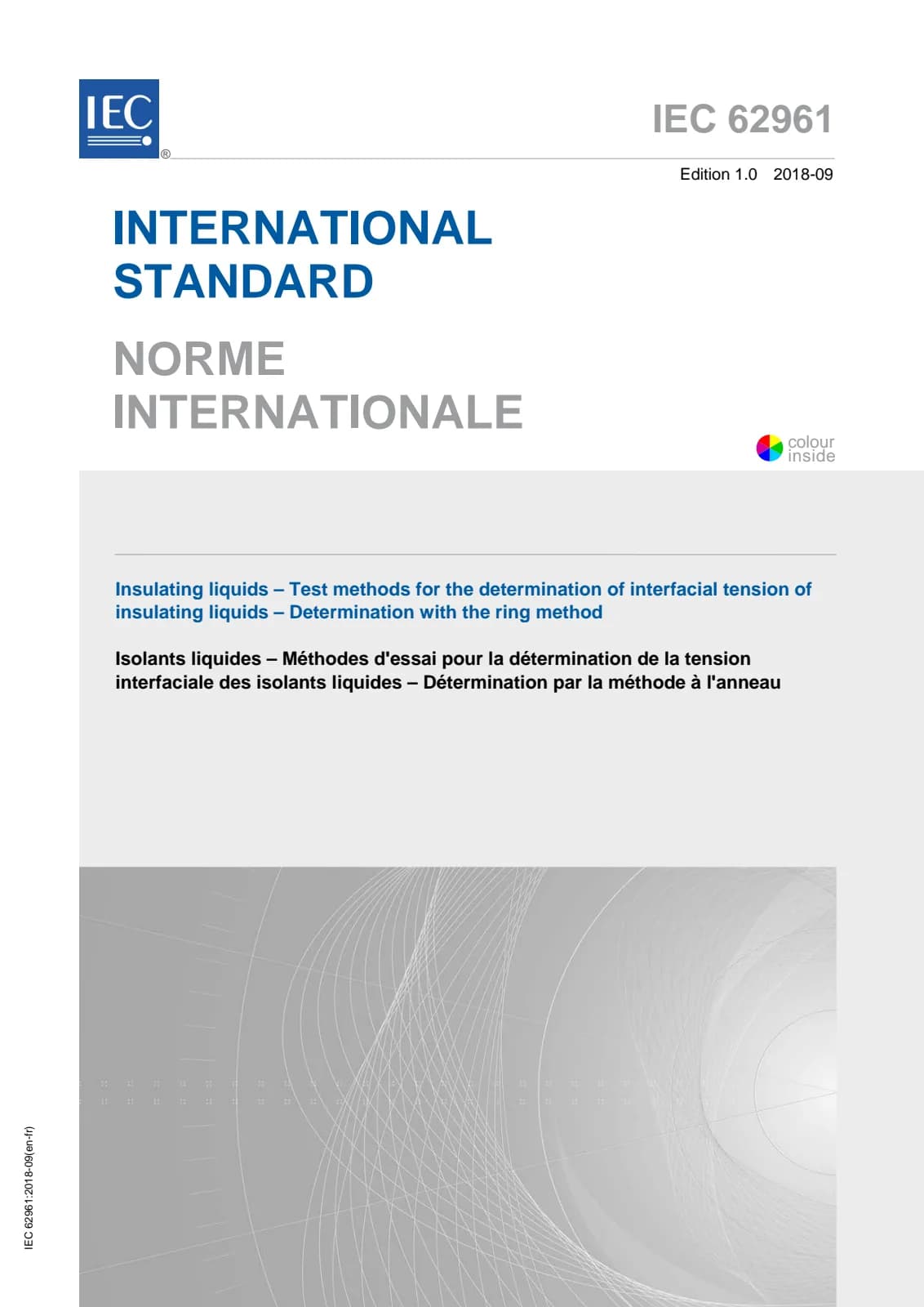 Первая страница стандарта IEC 62961:2018