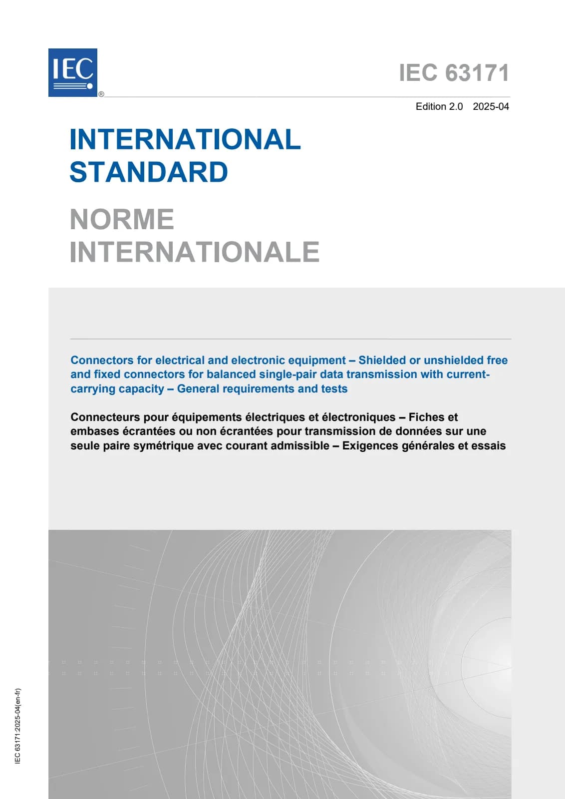 Первая страница стандарта IEC 63171:2025