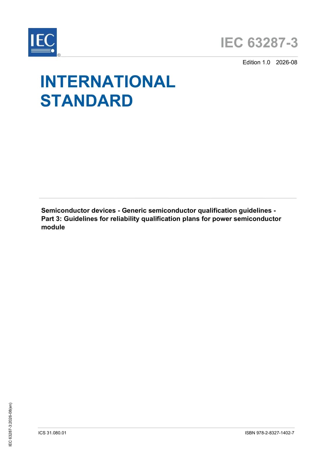 Первая страница стандарта IEC 63287-3:2026