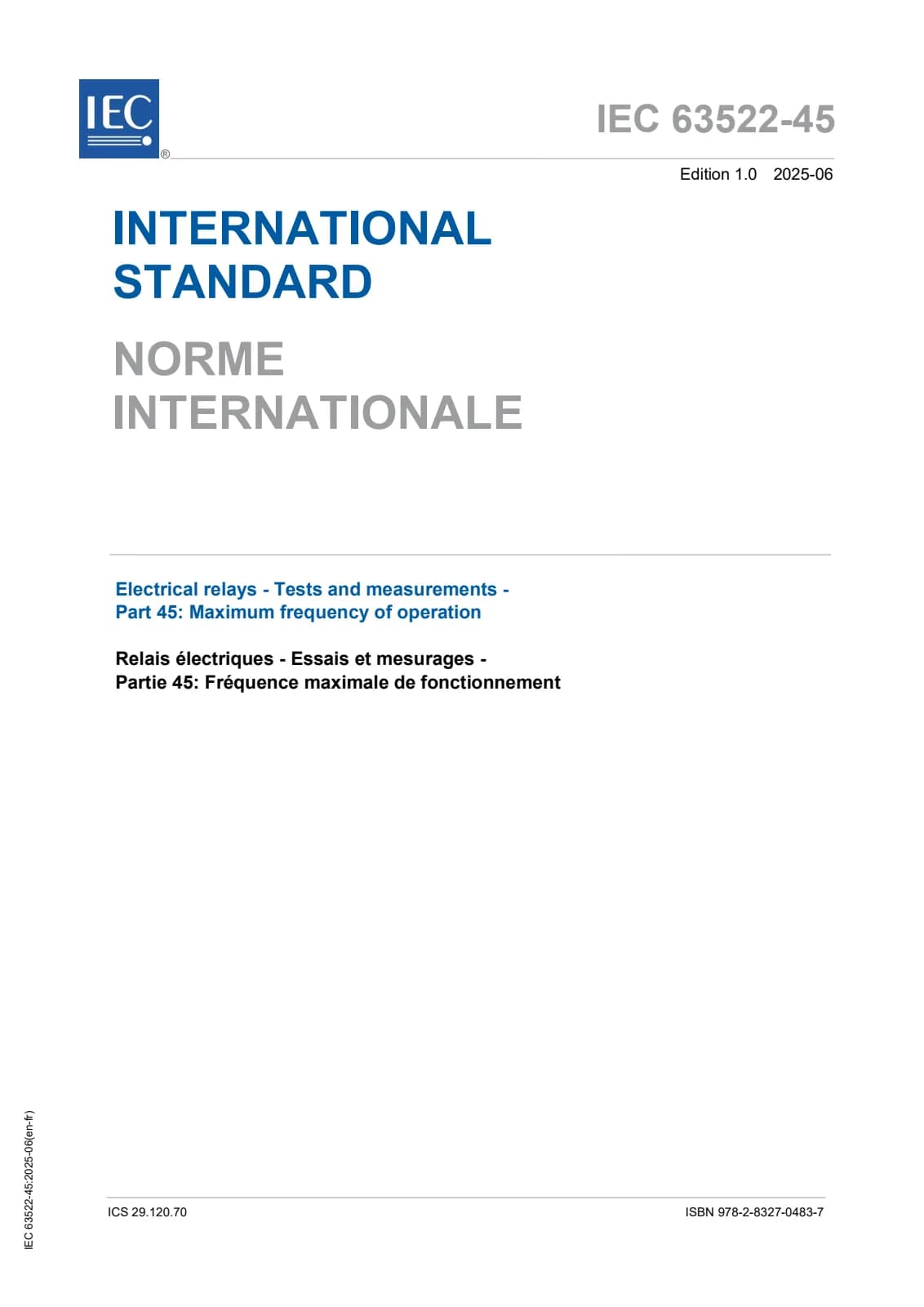 Первая страница стандарта IEC 63522-45:2025
