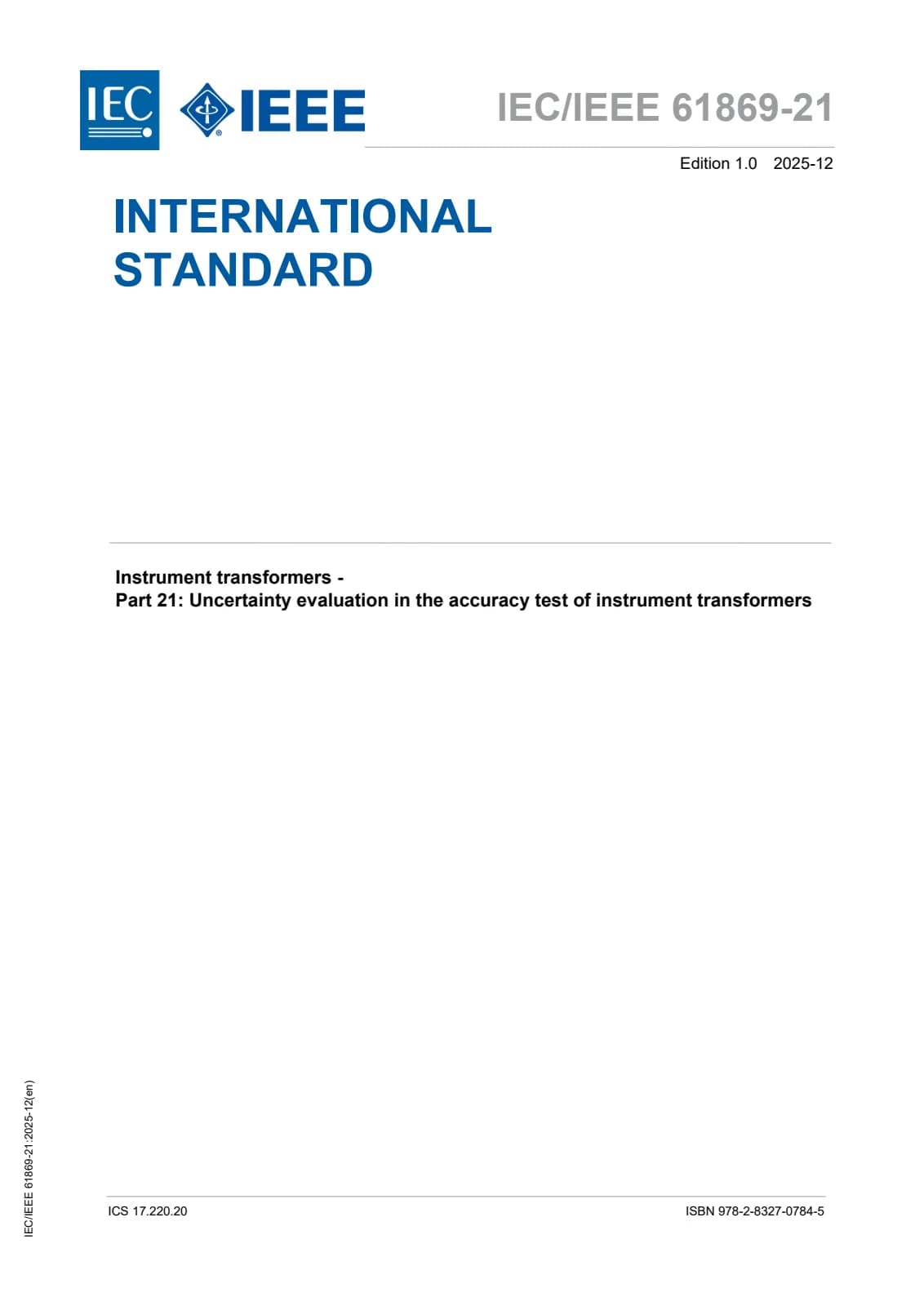 Первая страница стандарта IEC/IEEE 61869-21:2025