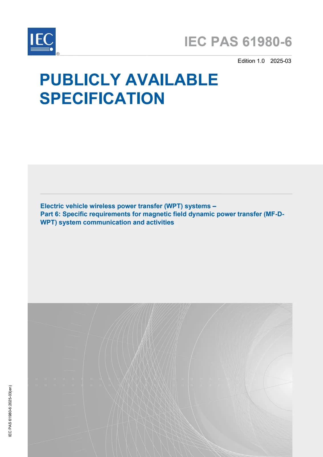 Первая страница стандарта IEC PAS 61980-6:2025