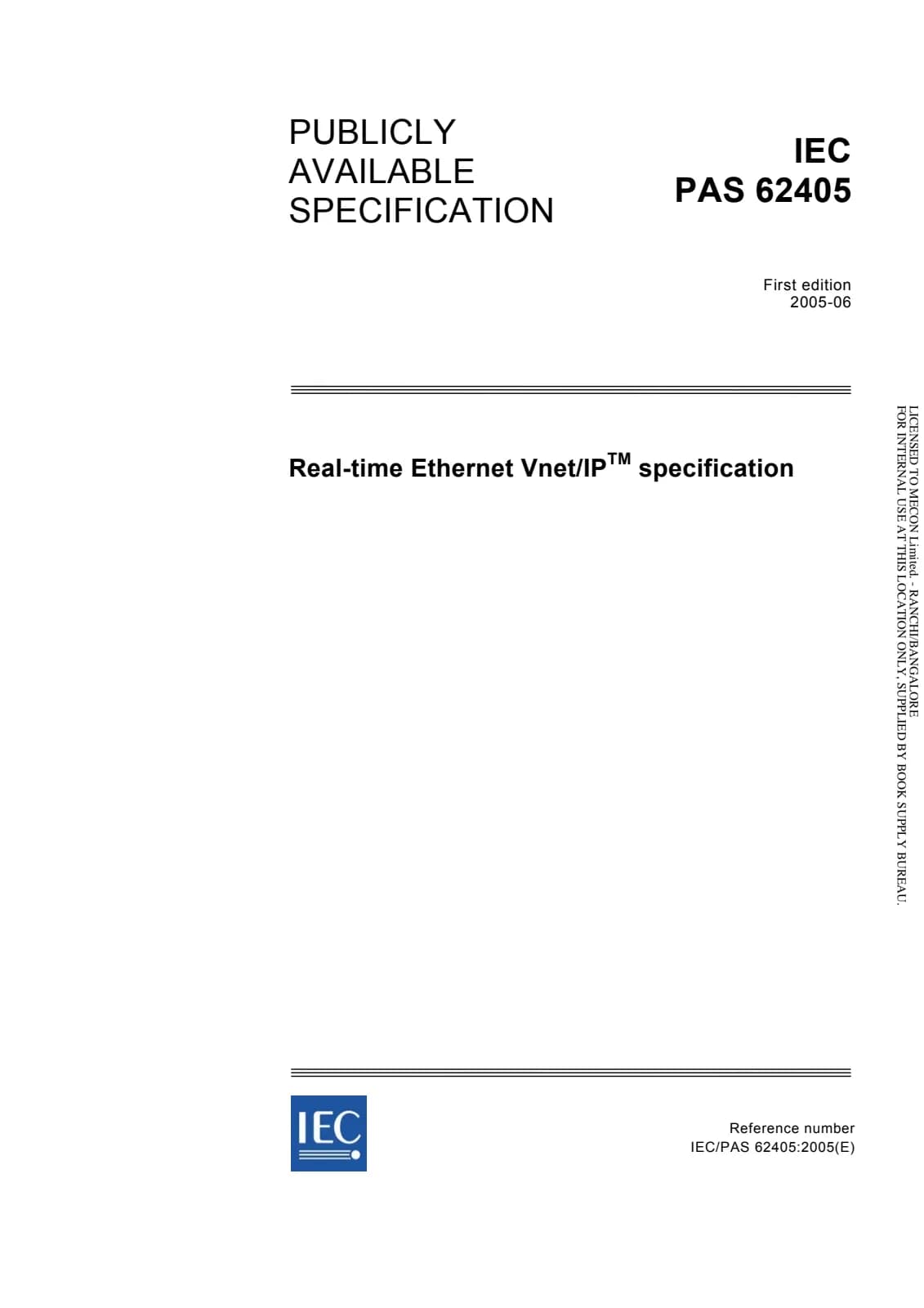 Первая страница стандарта IEC PAS 62405:2005
