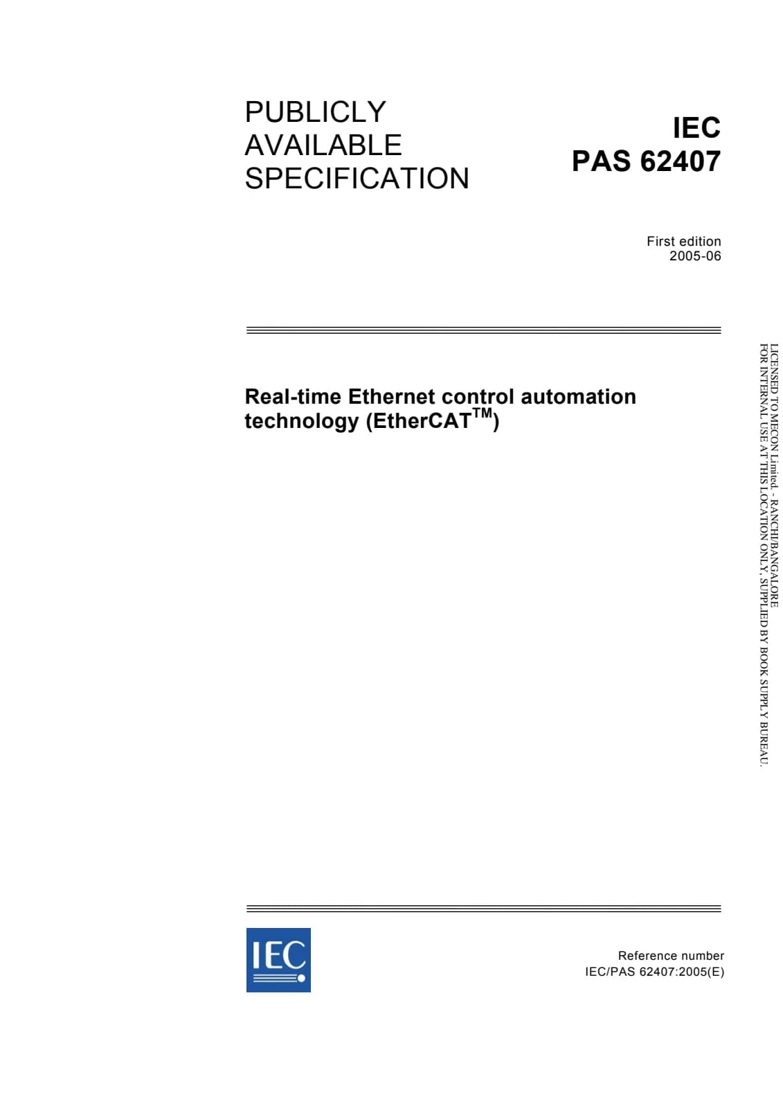 Первая страница стандарта IEC PAS 62407:2005