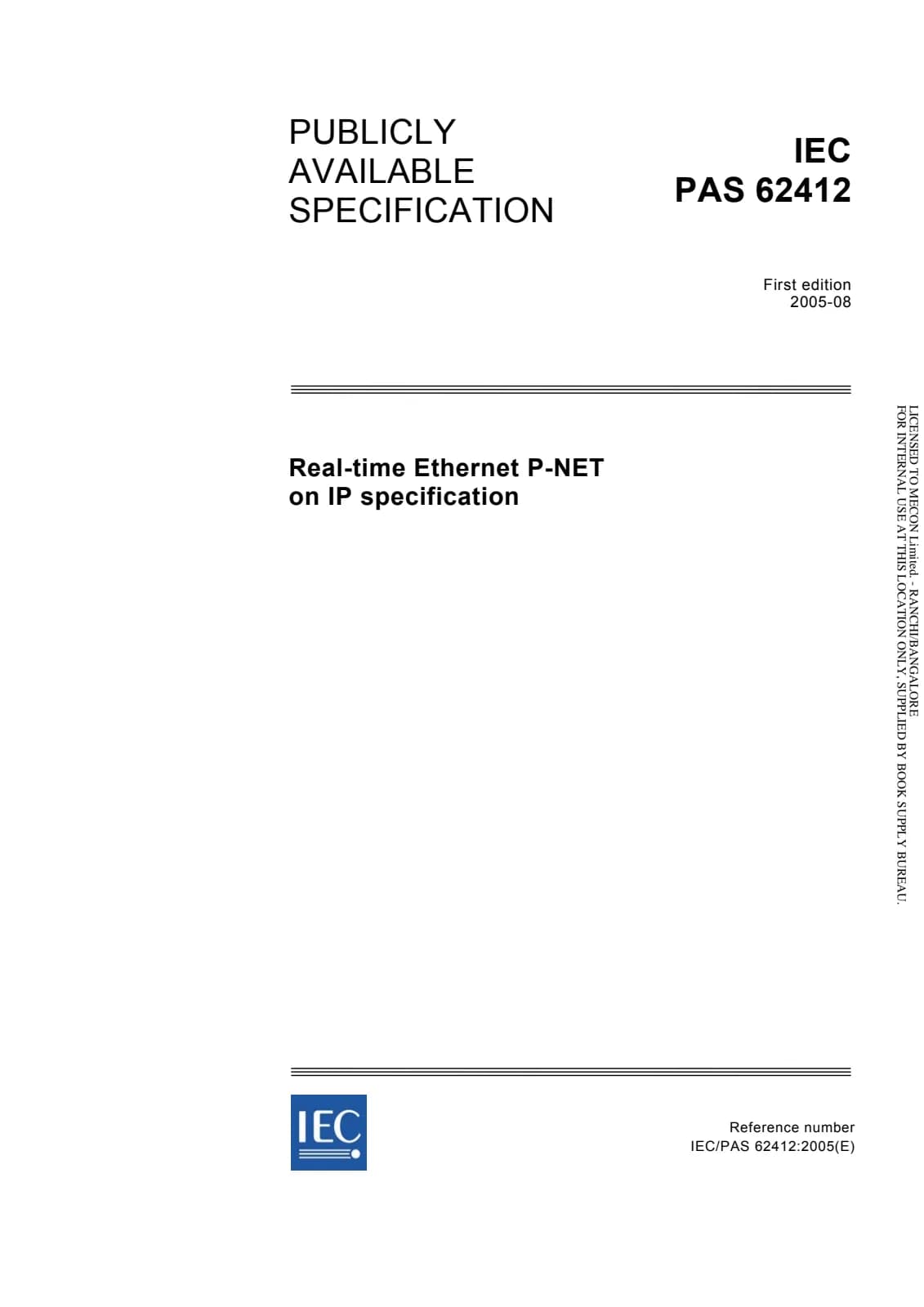 Первая страница стандарта IEC PAS 62412:2005