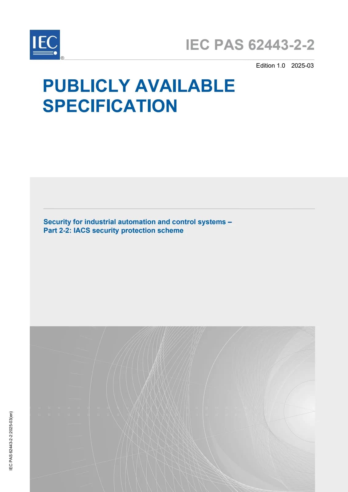 Первая страница стандарта IEC PAS 62443-2-2:2025