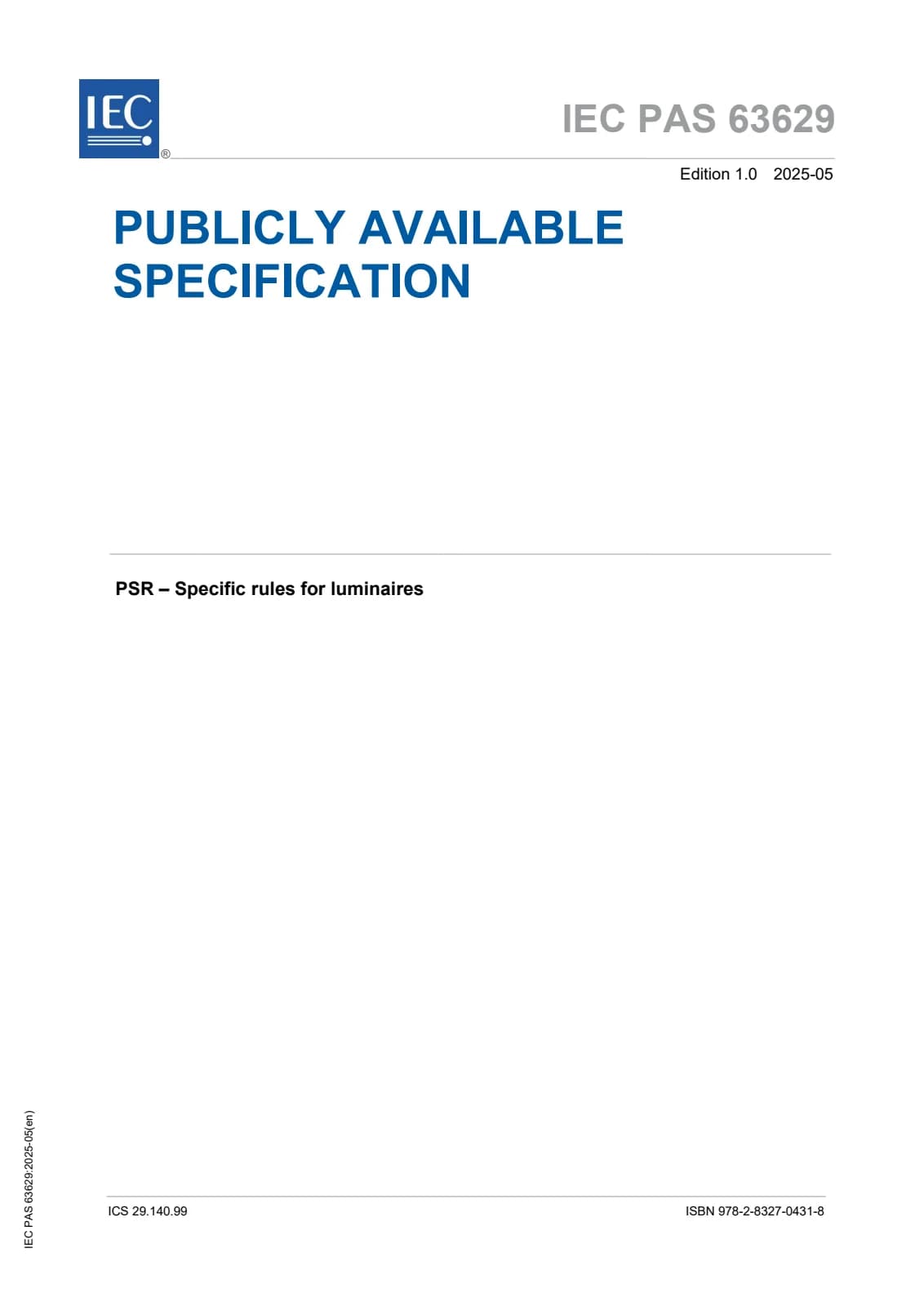 Первая страница стандарта IEC PAS 63629:2025
