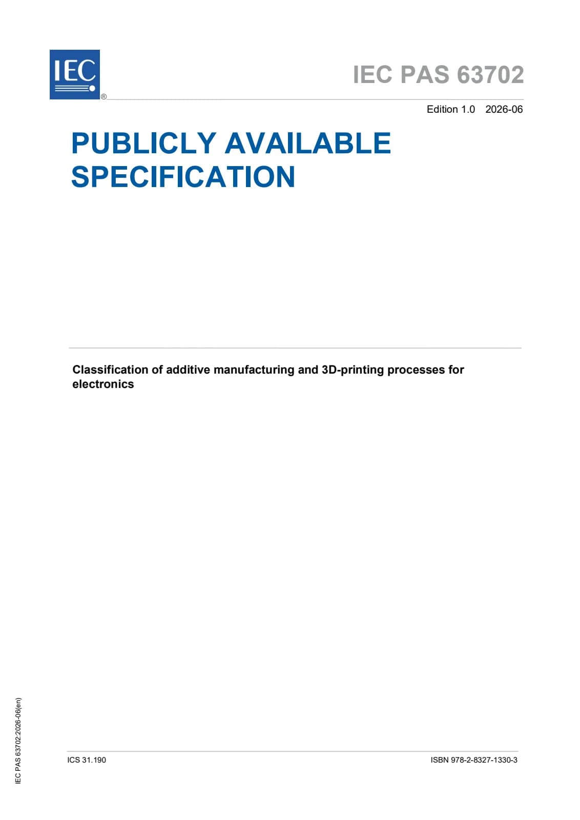 Первая страница стандарта IEC PAS 63702:2026