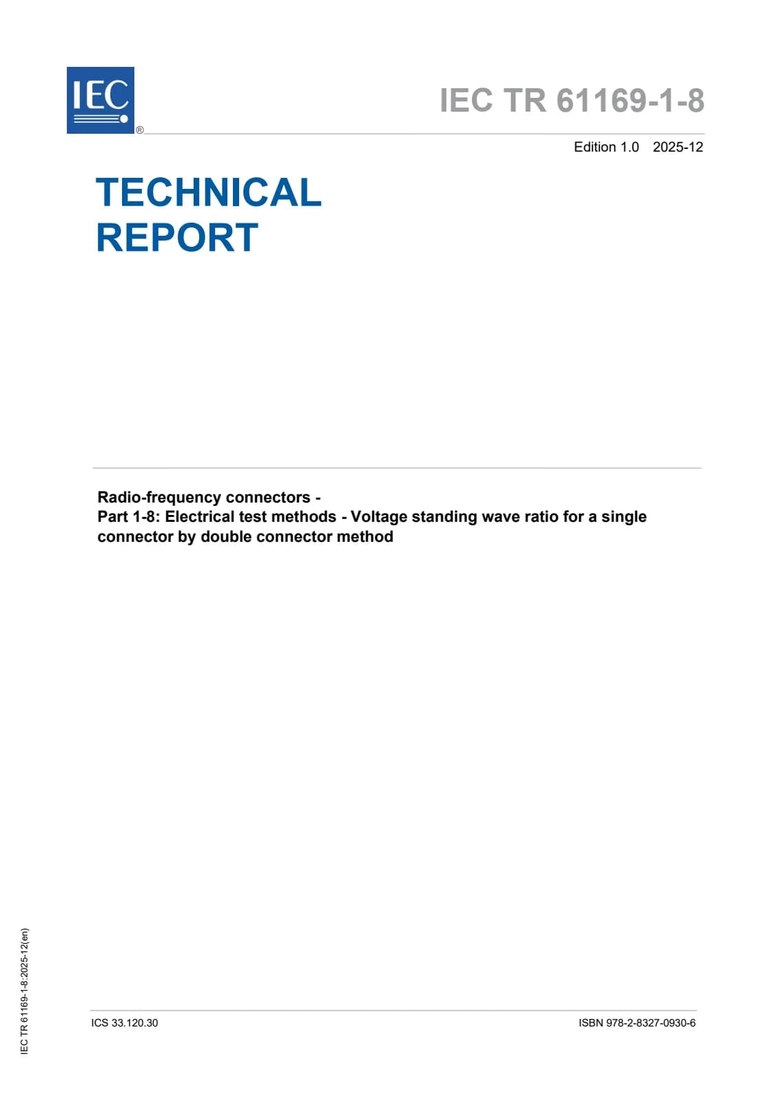 Первая страница стандарта IEC TR 61169-1-8:2025