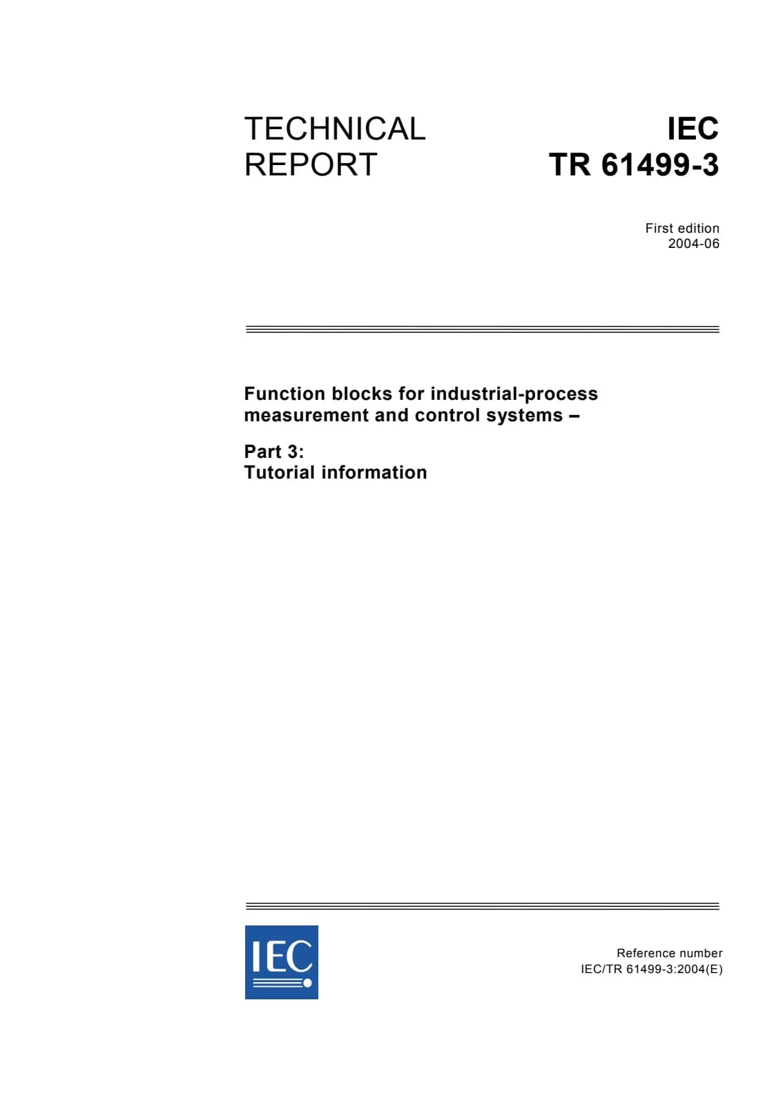 Первая страница стандарта IEC TR 61499-3:2004
