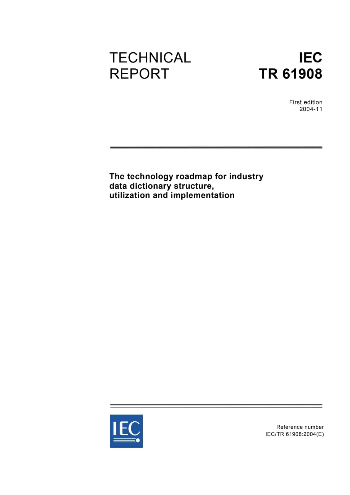 Первая страница стандарта IEC TR 61908:2004