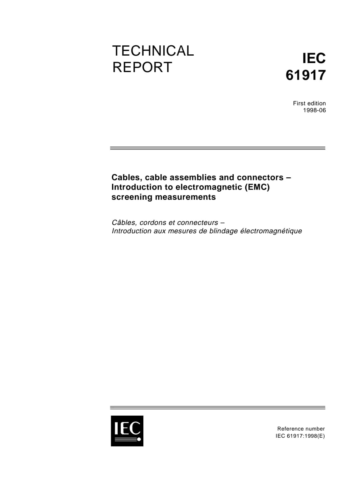 Первая страница стандарта IEC TR 61917:1998