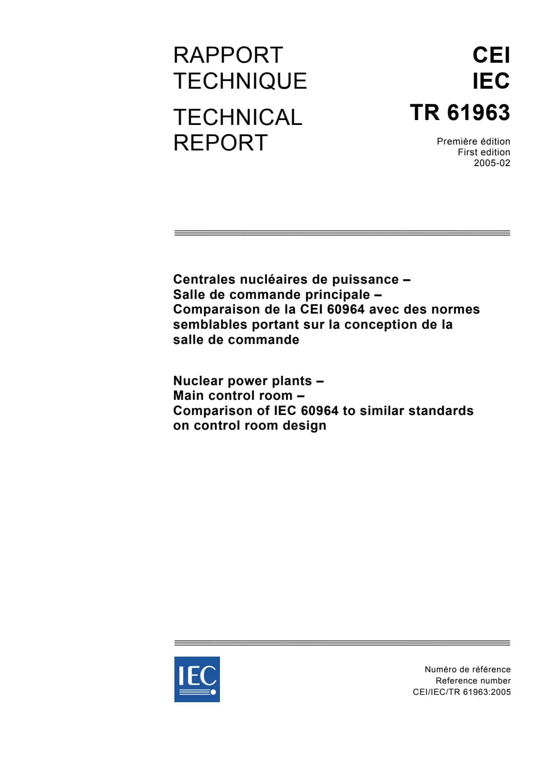 Первая страница стандарта IEC TR 61963:2005