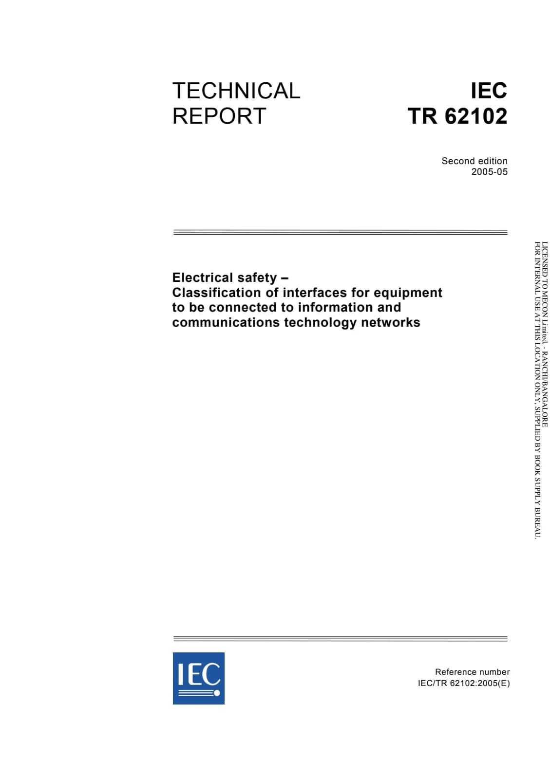 Первая страница стандарта IEC TR 62102:2005