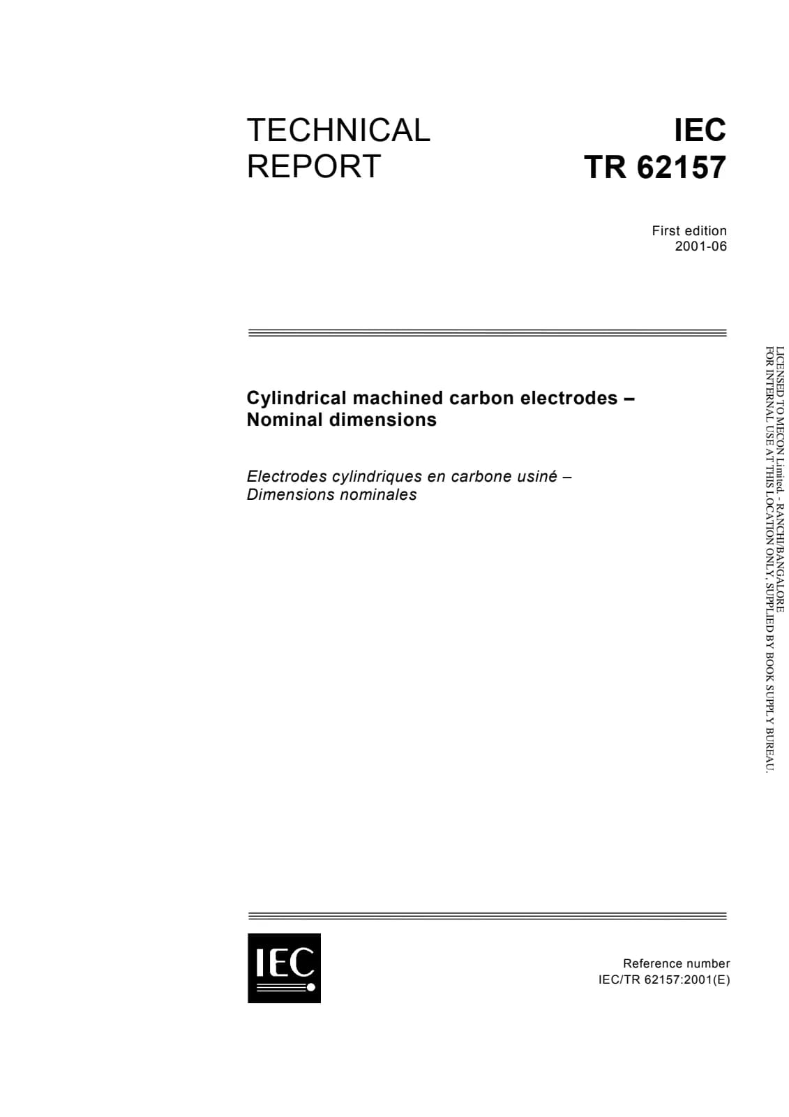 Первая страница стандарта IEC TR 62157:2001