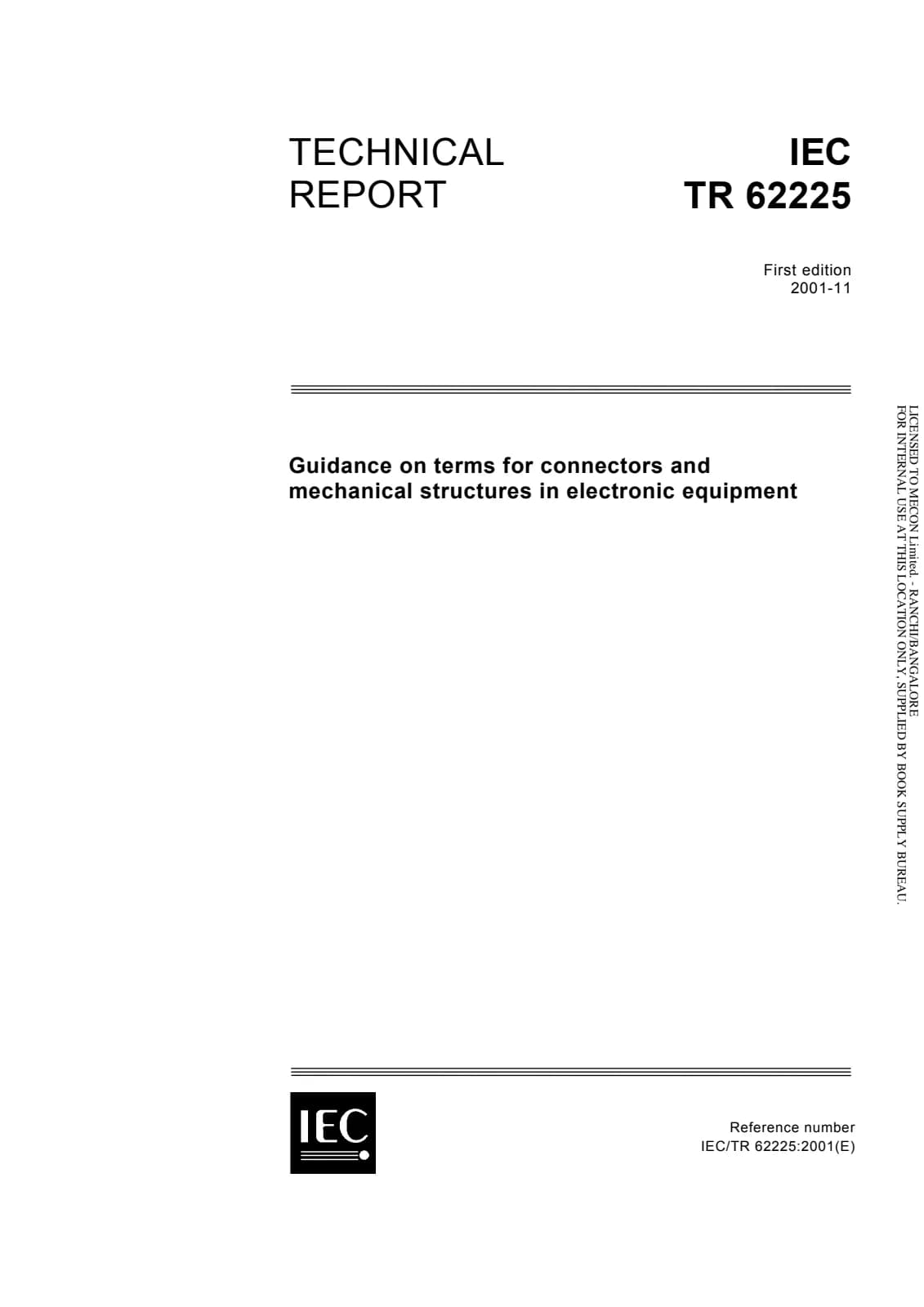 Первая страница стандарта IEC TR 62225:2001