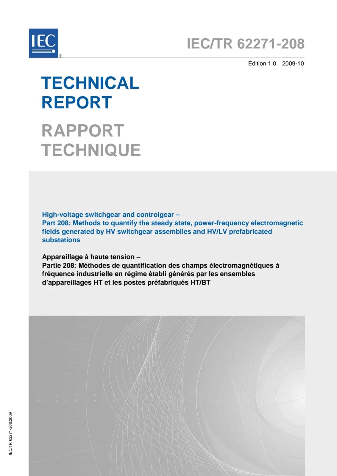 Первая страница стандарта IEC TR 62271-208:2009