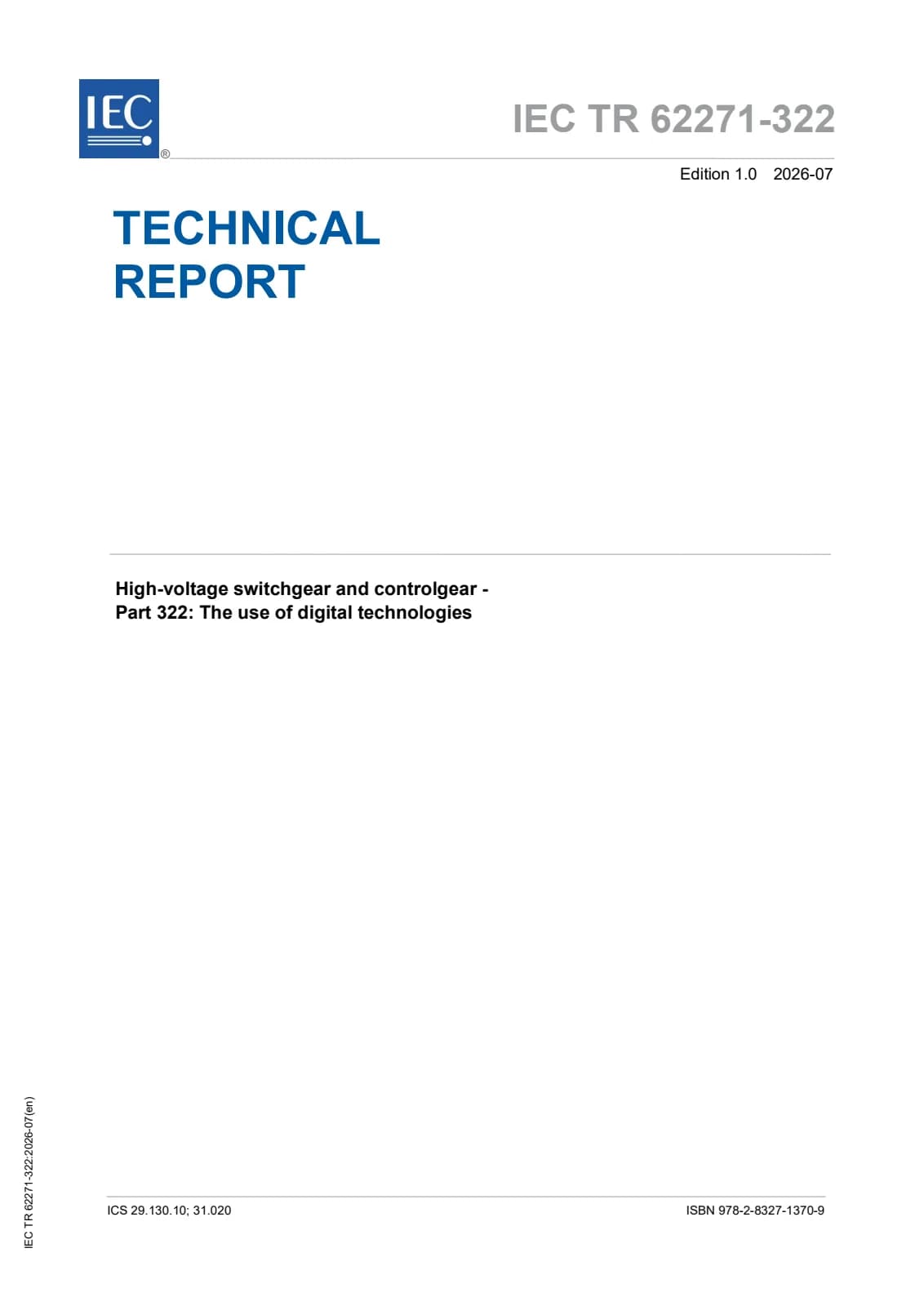 Первая страница стандарта IEC TR 62271-322:2026