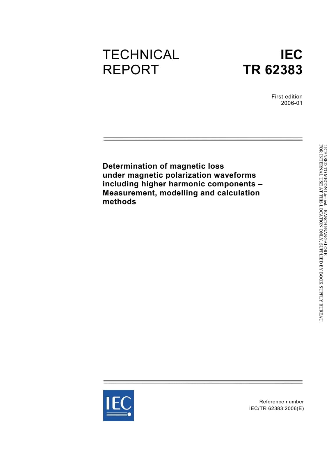 Первая страница стандарта IEC TR 62383:2006