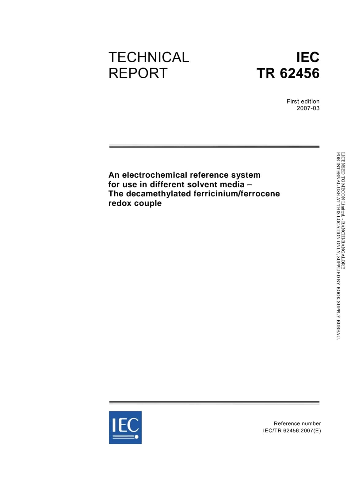 Первая страница стандарта IEC TR 62456:2007