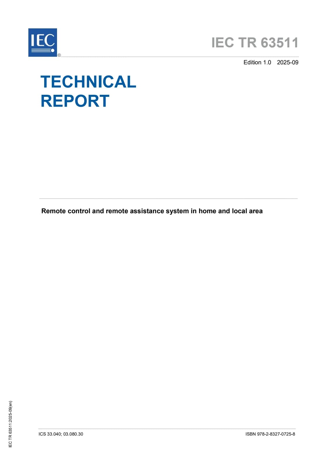 Первая страница стандарта IEC TR 63511:2025