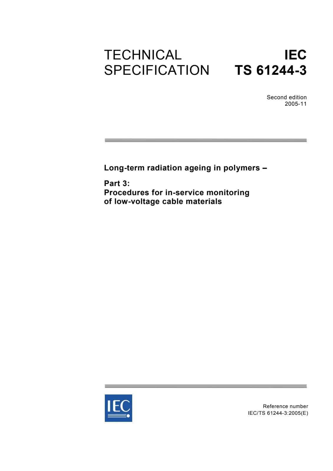 Первая страница стандарта IEC TS 61244-3:2005