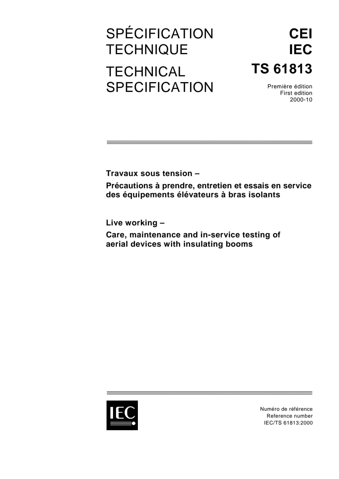 Первая страница стандарта IEC TS 61813:2000
