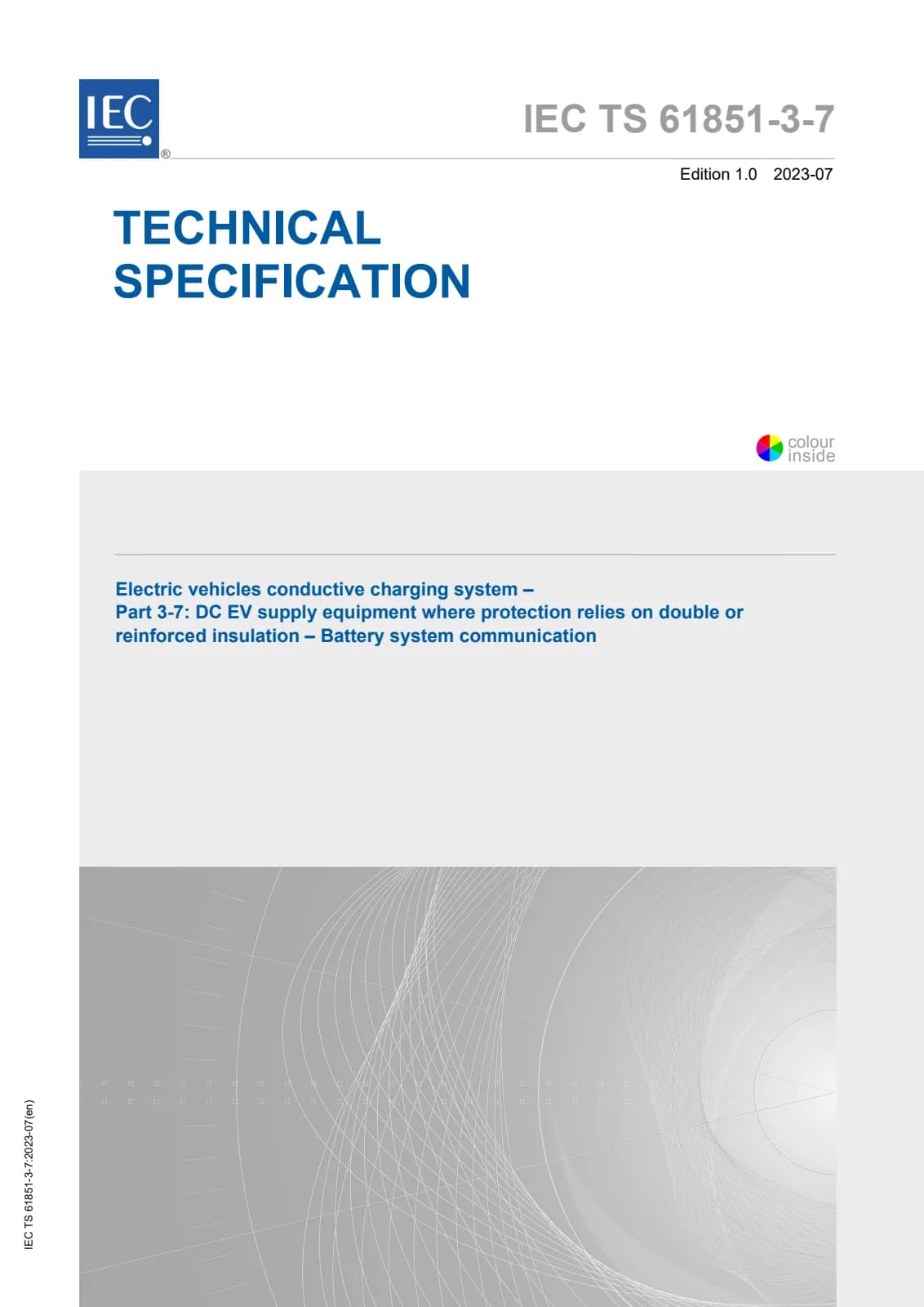 Первая страница стандарта IEC TS 61851-3-7:2023