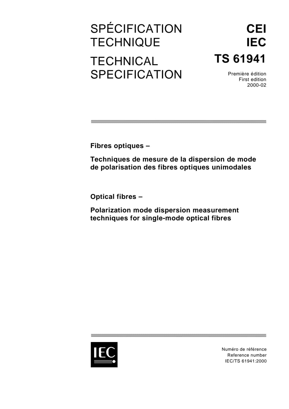 Первая страница стандарта IEC TS 61941:2000