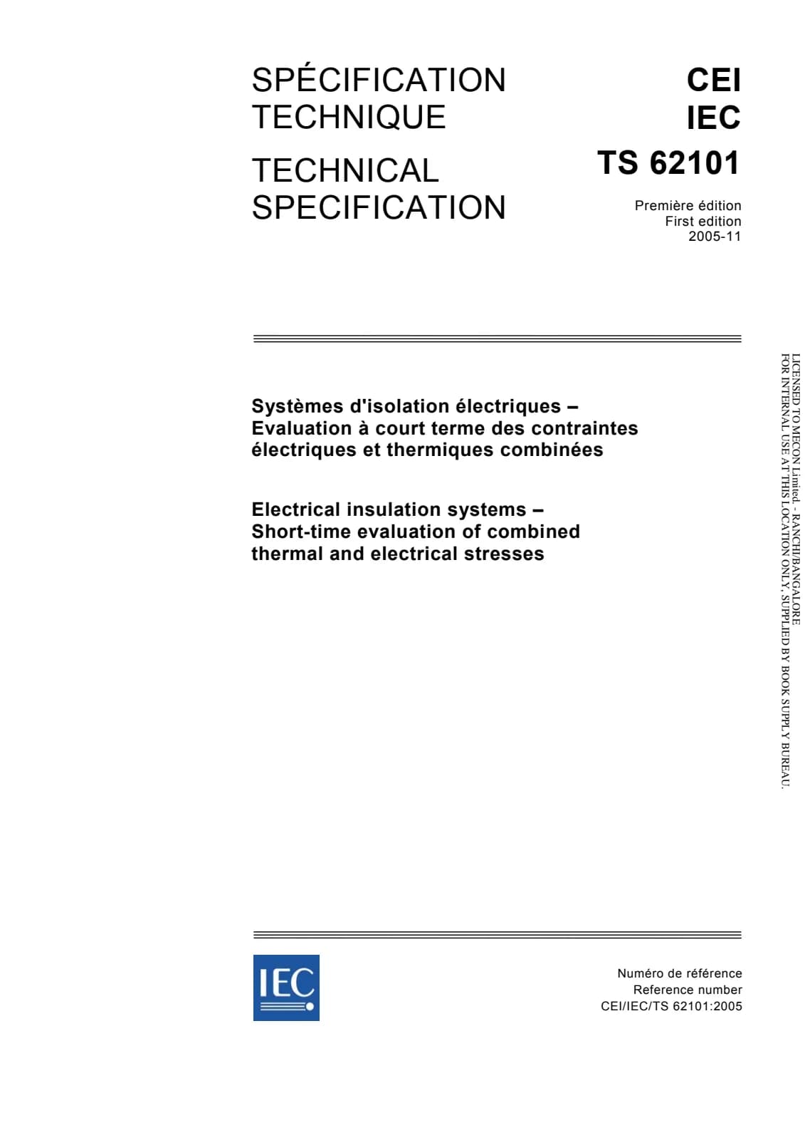 Первая страница стандарта IEC TS 62101:2005