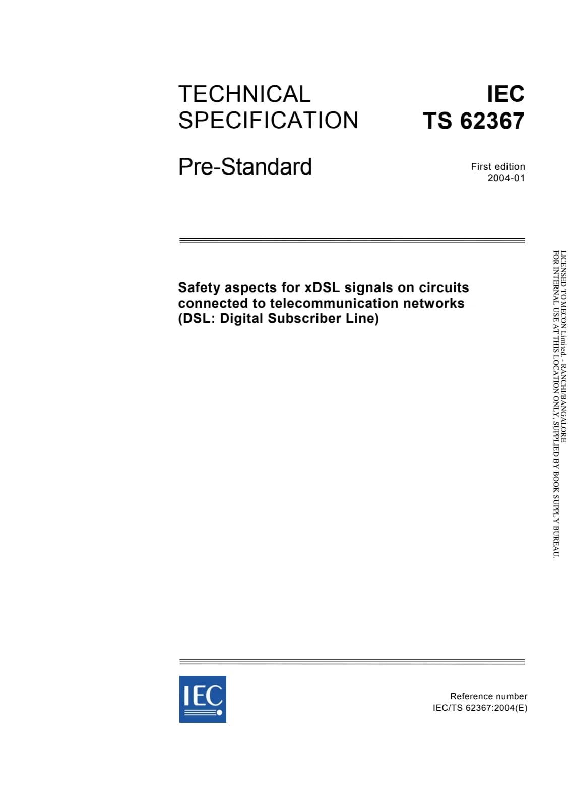 Первая страница стандарта IEC TS 62367:2004
